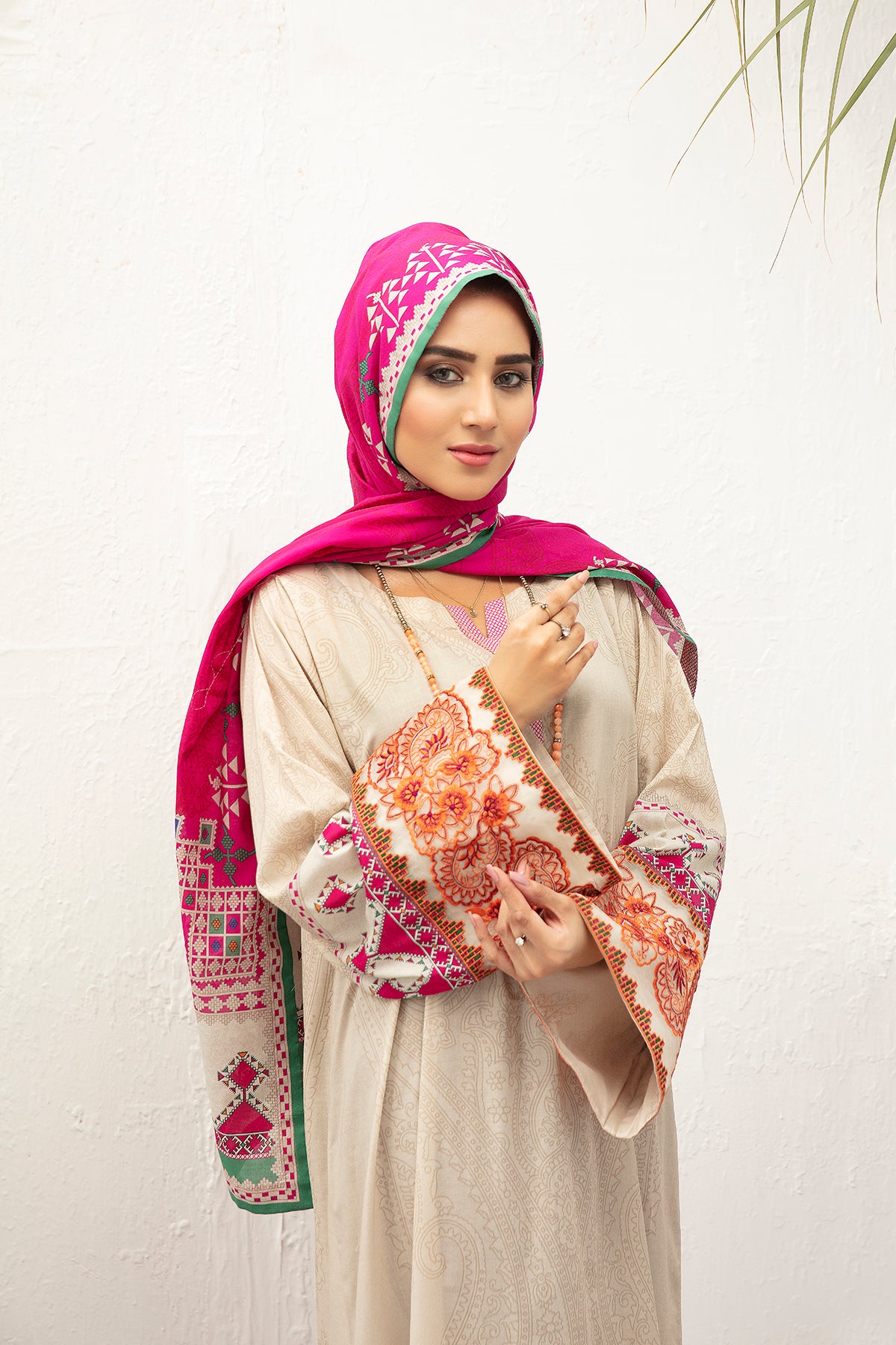 DS21-114 - Embroidered Digital Lawn Stitched Fustaan  With Mask 2PC