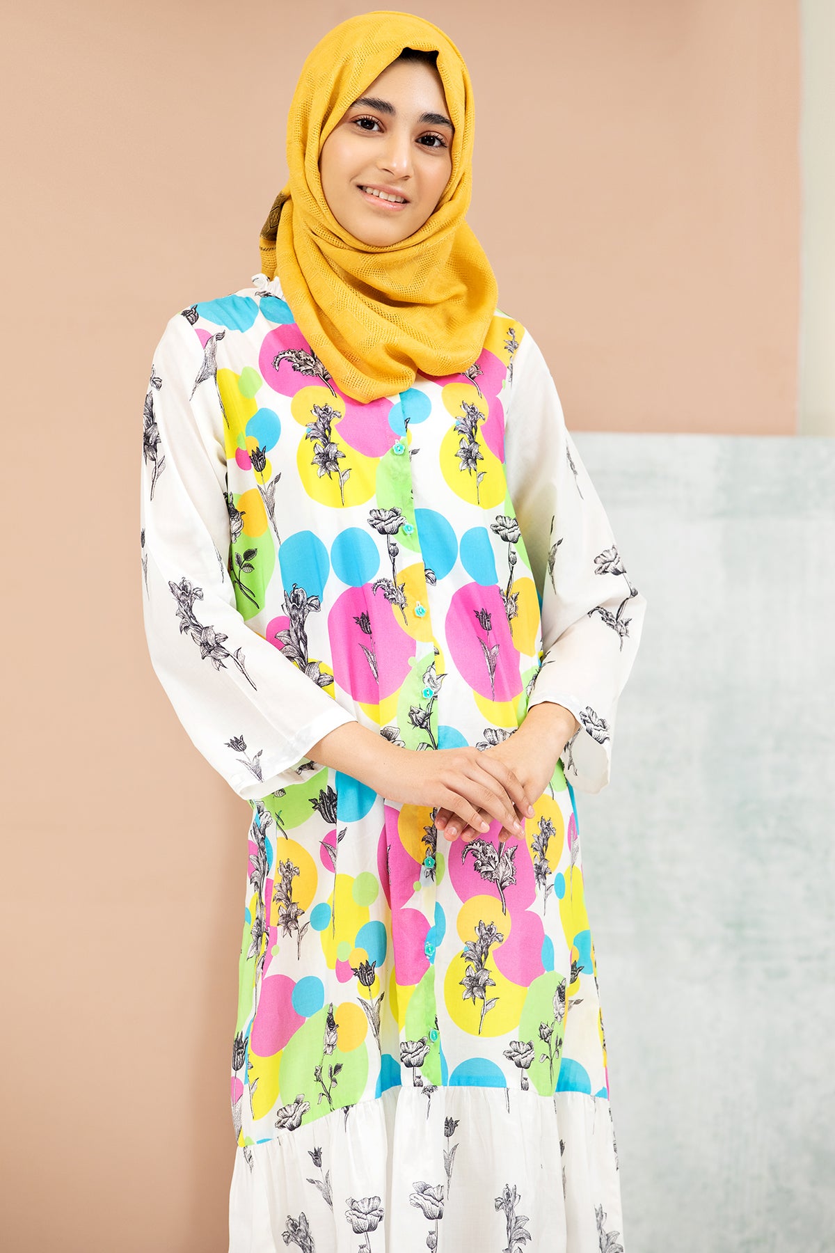 DS21-132 Mix & Match Printed Lawn Kids Fustaan