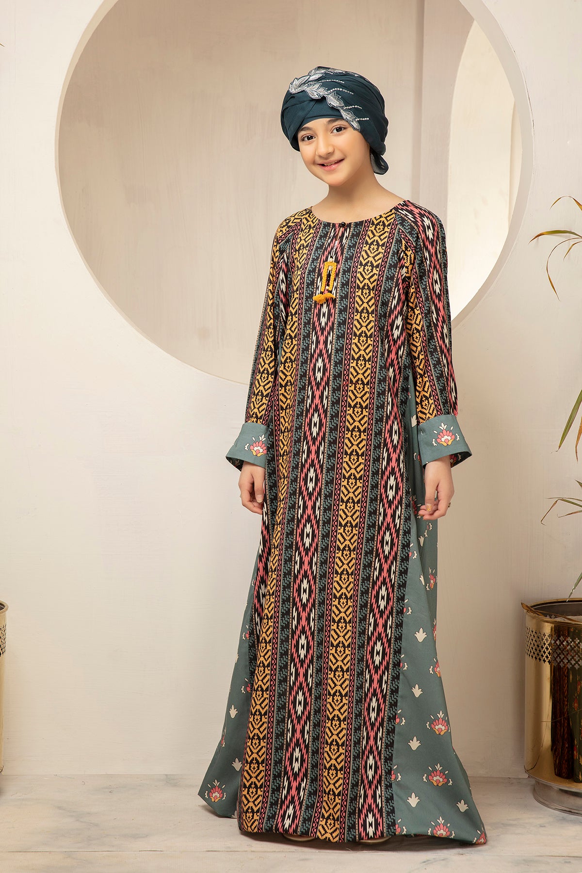 DS21-13-Digital Cambric Stitched Fustaan-1PC