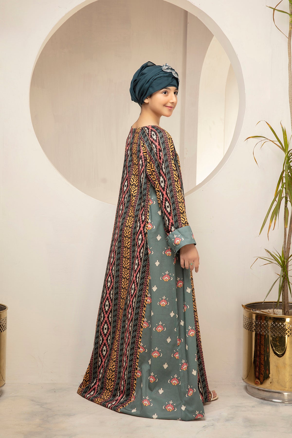 DS21-13-Digital Cambric Stitched Fustaan-1PC