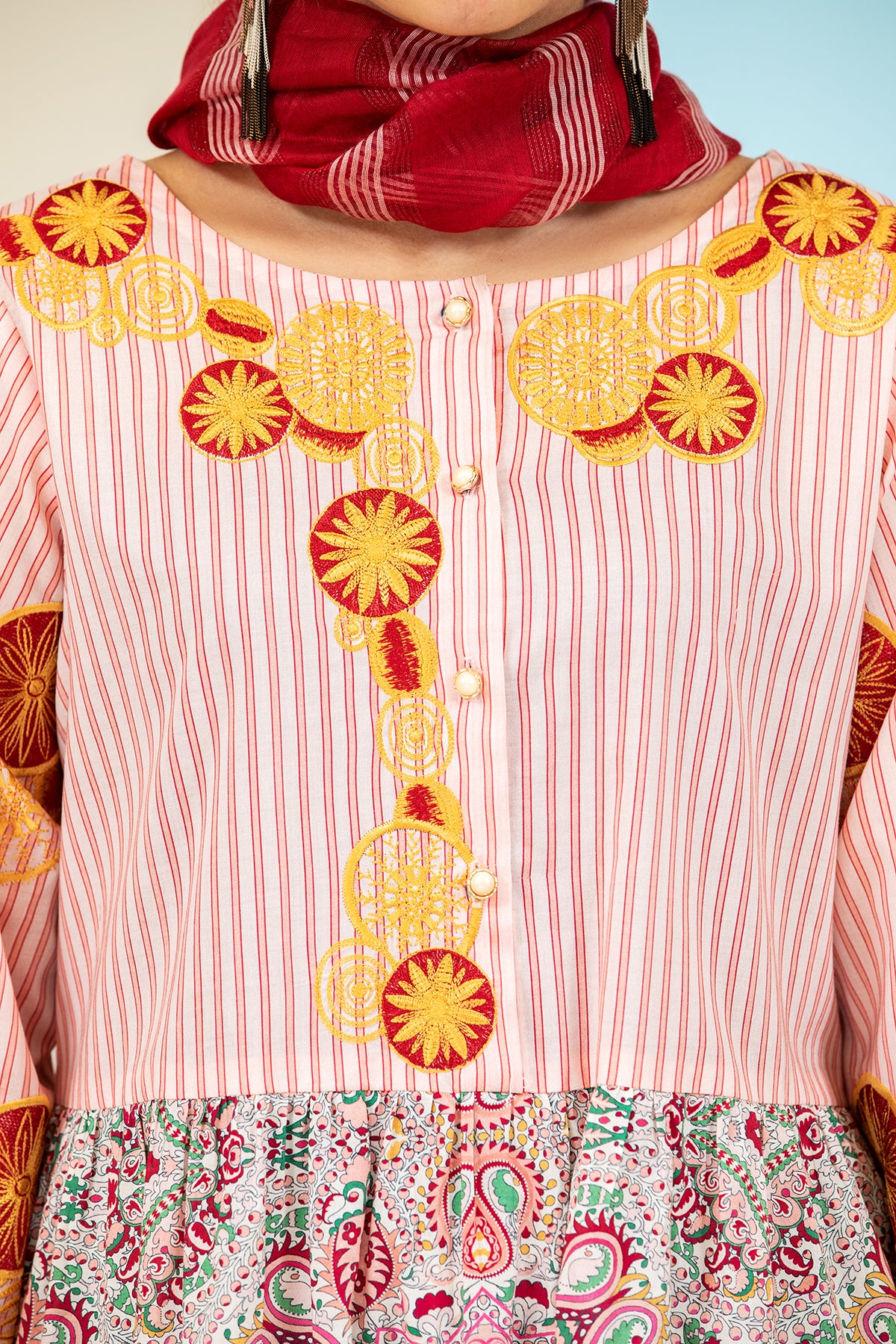 DS21-149- Embroidered Printed Lawn Fustaan