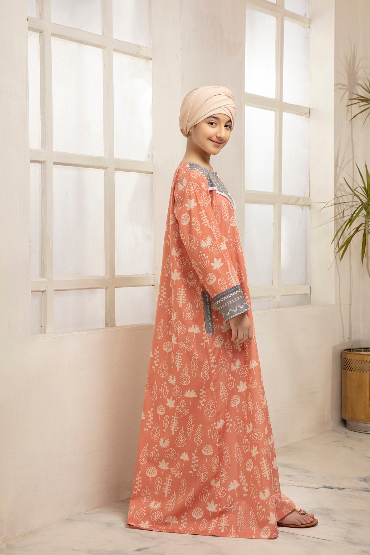 DS21-30-Digital Cambric Stitched Fustaan With Mask-1PC