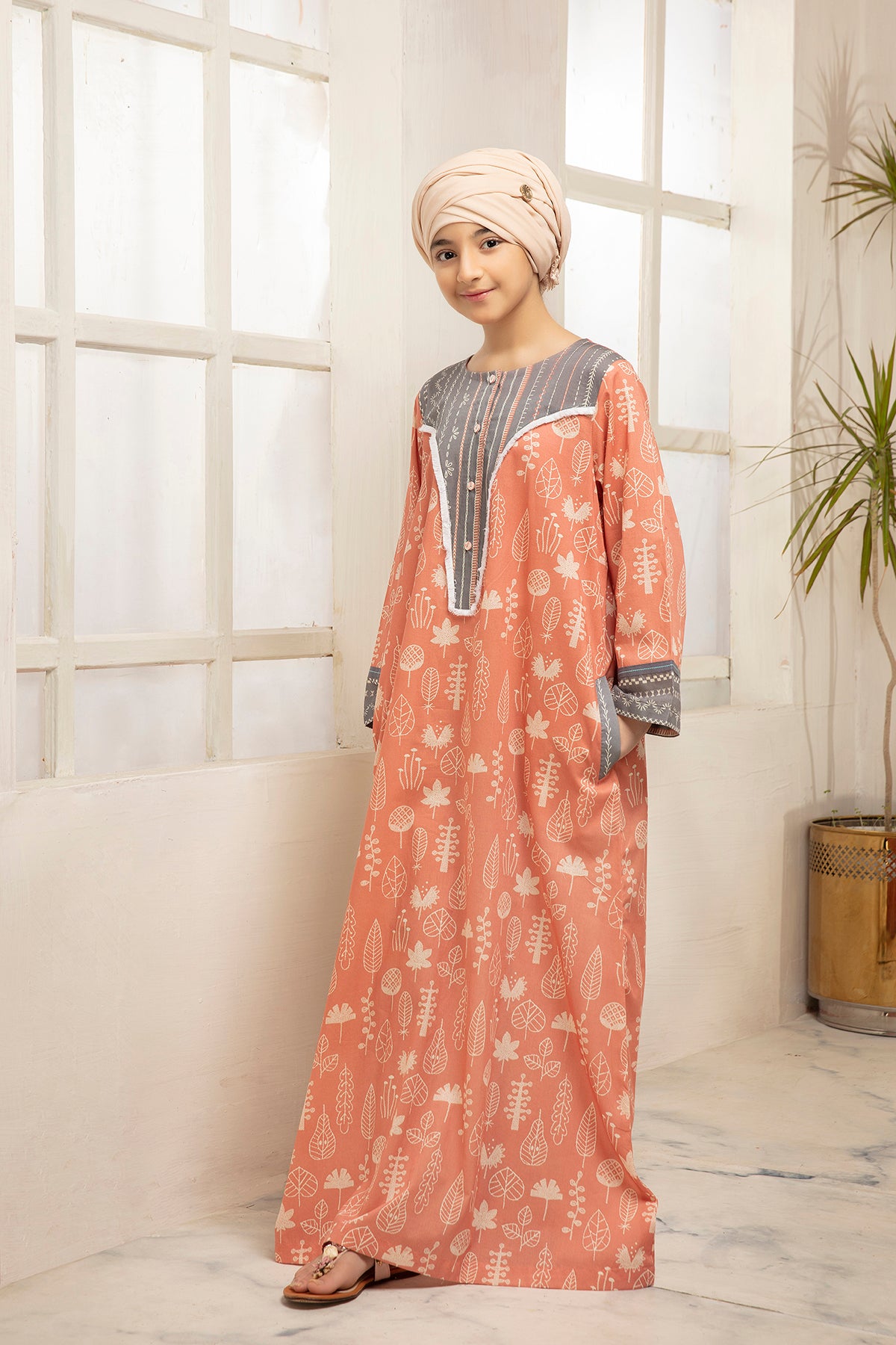 DS21-30-Digital Cambric Stitched Fustaan With Mask-1PC