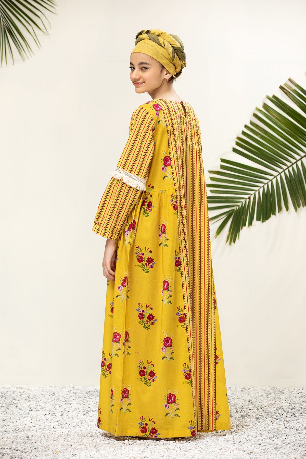 DS21-49/KIDS Printed Paneled Lawn Fustaan