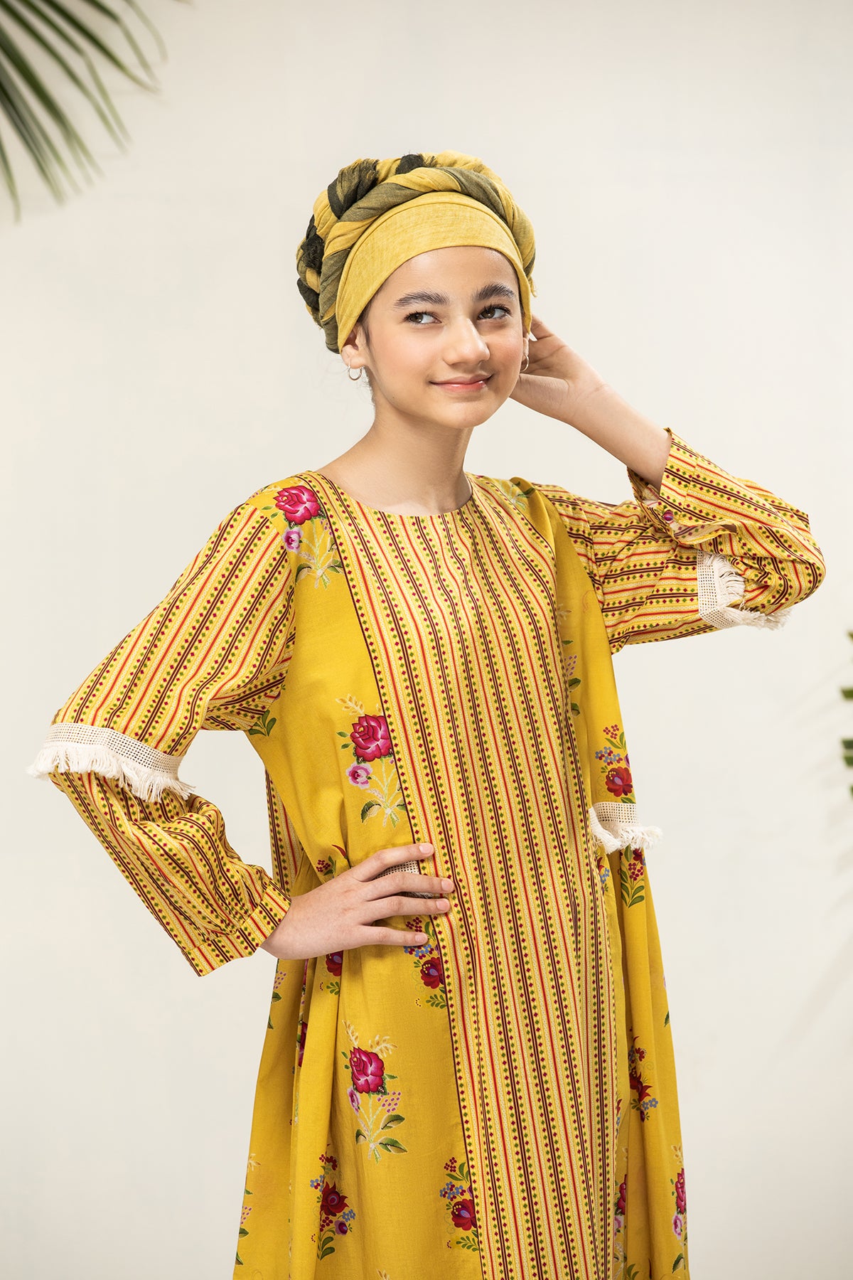 DS21-49/KIDS Printed Paneled Lawn Fustaan