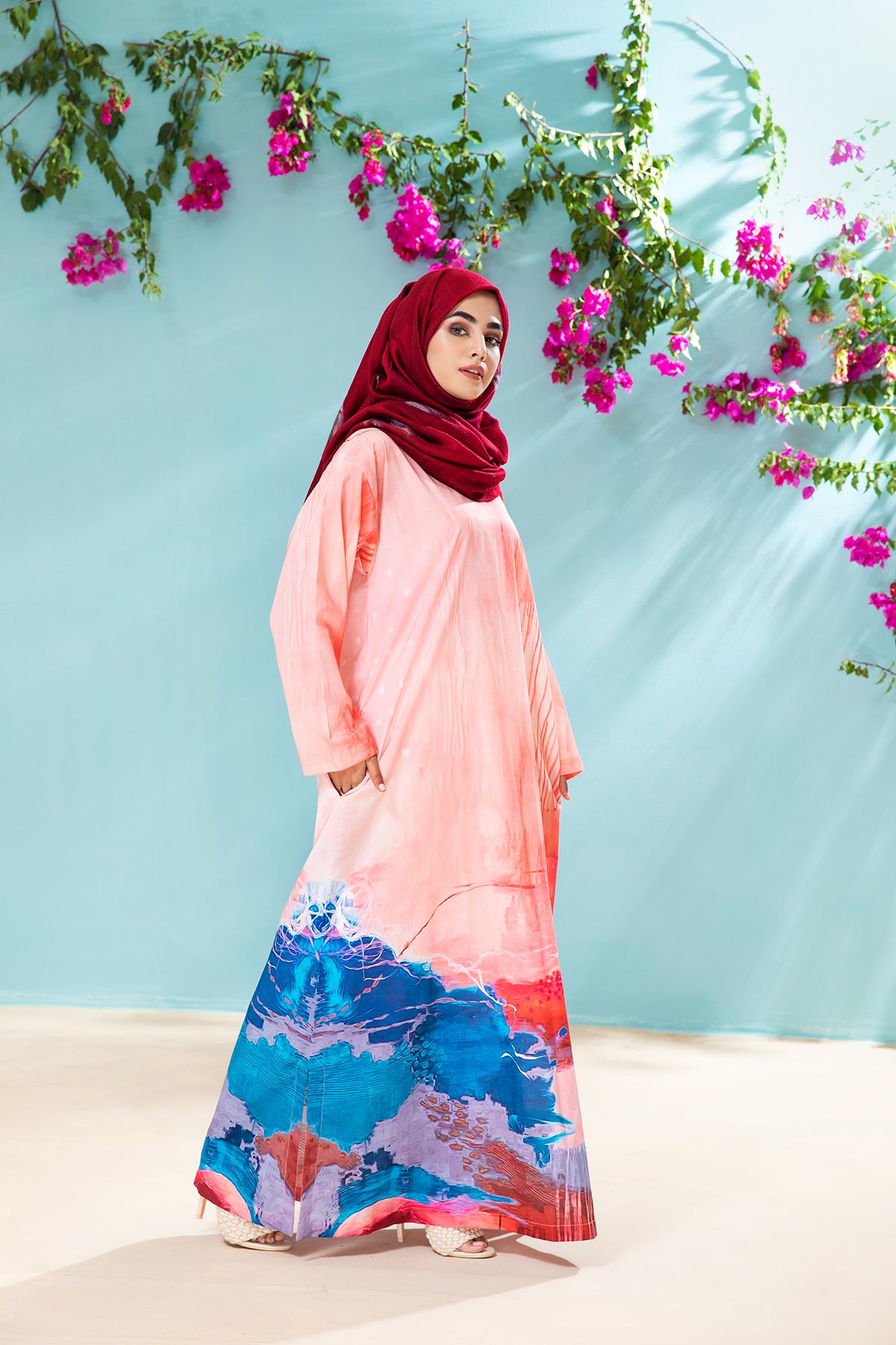 DS21-63 Printed Embroidered Lawn Fustaan