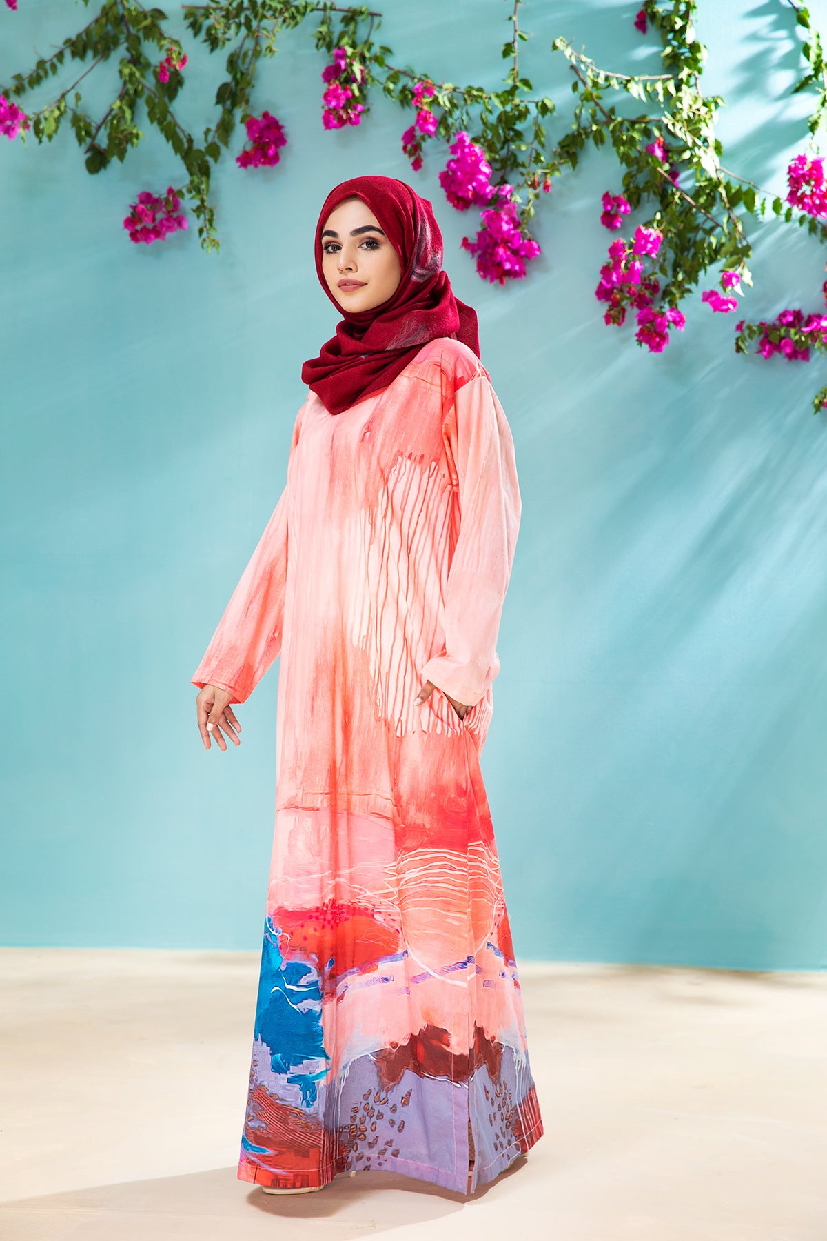 DS21-63 Printed Embroidered Lawn Fustaan