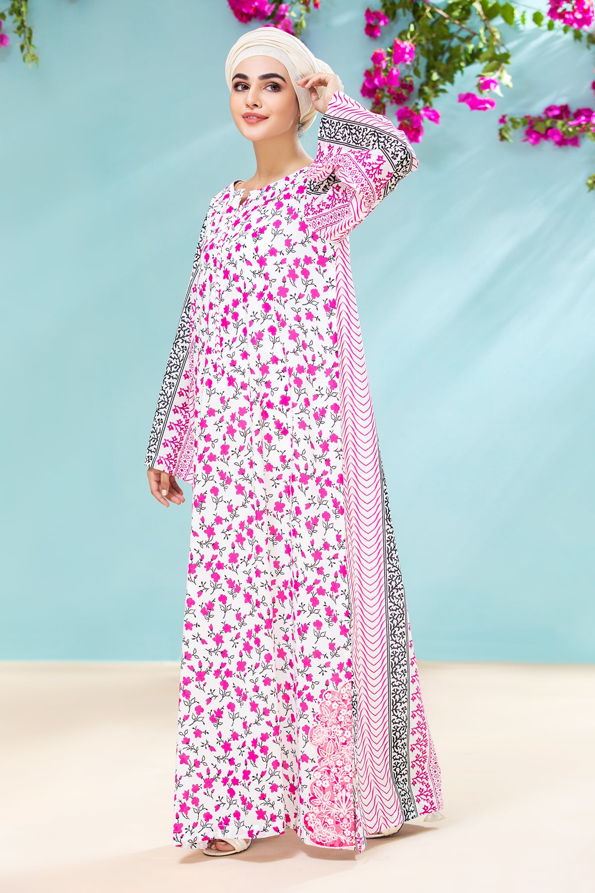 DS21-65-Embroidered Mix & Match Printed Lawn Fustaan