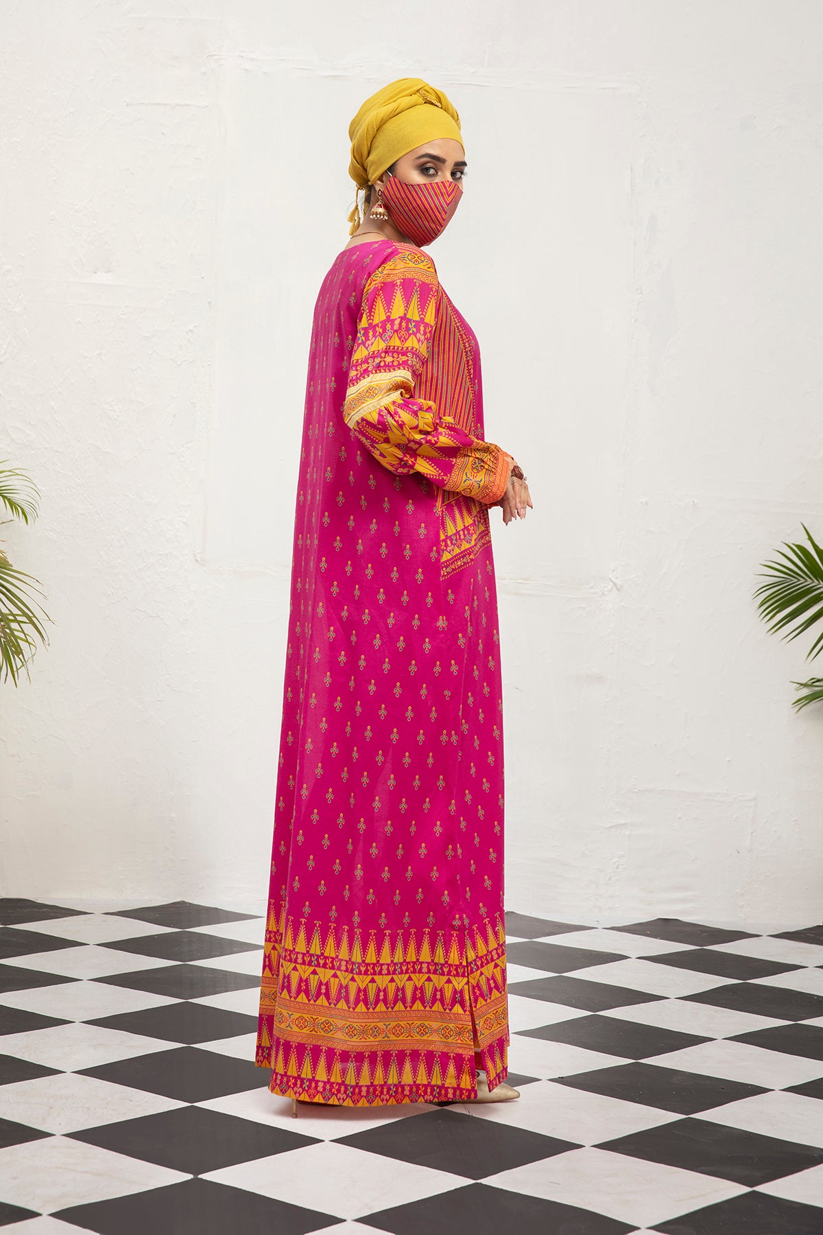 DS21-93-Digital Lawn Stitched Fustaan  1PC