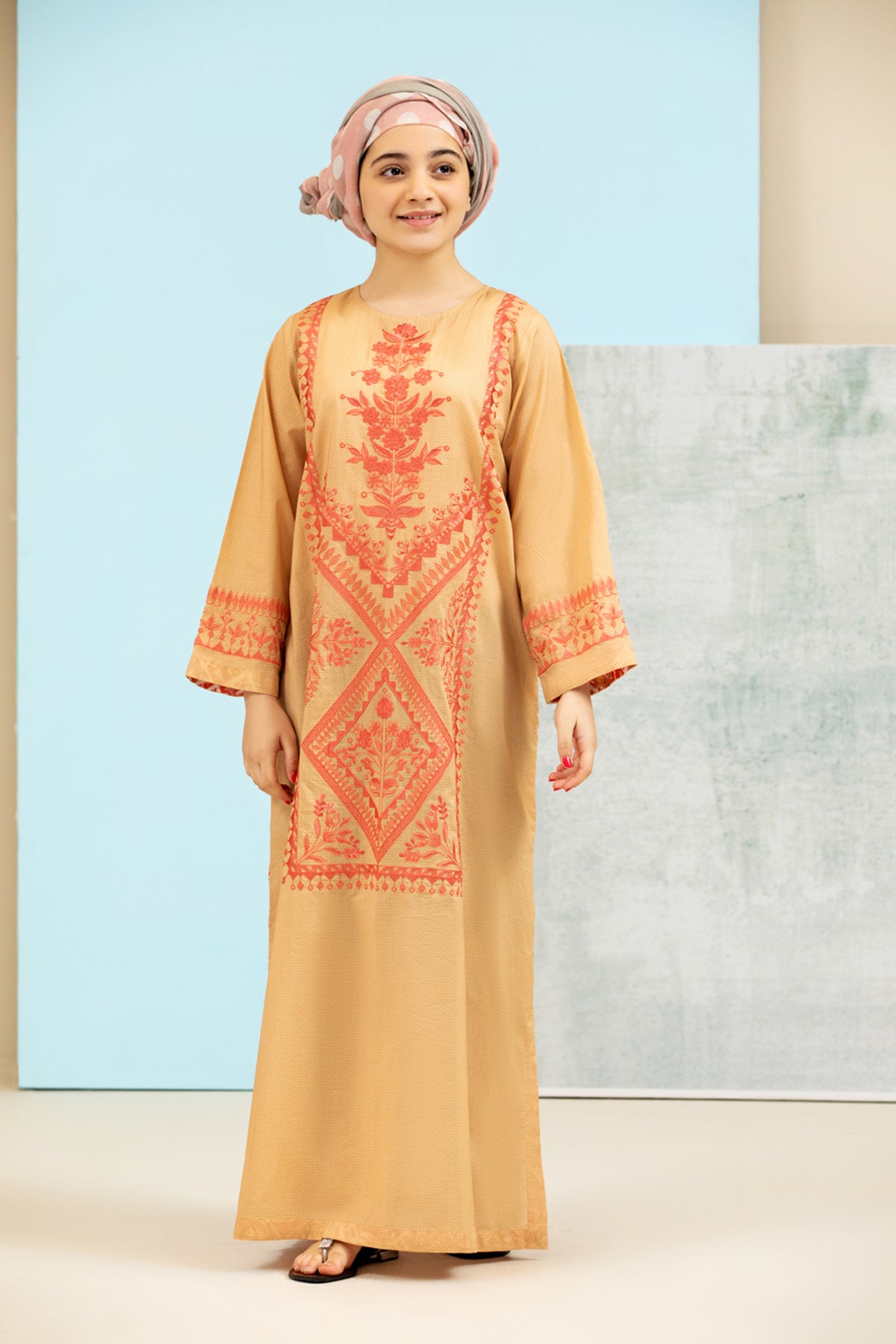 DS21-99 Embroidered Printed Lawn Kids Fustaan