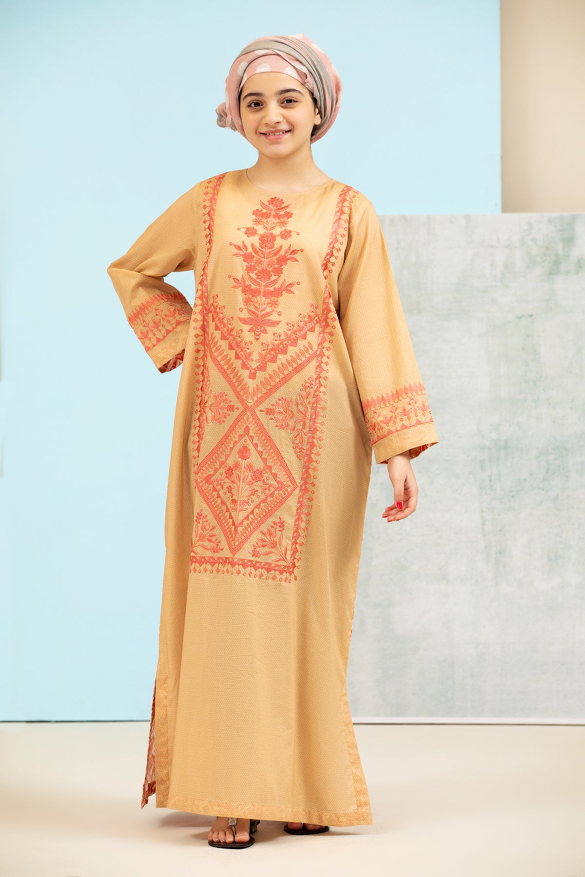 DS21-99 Embroidered Printed Lawn Kids Fustaan