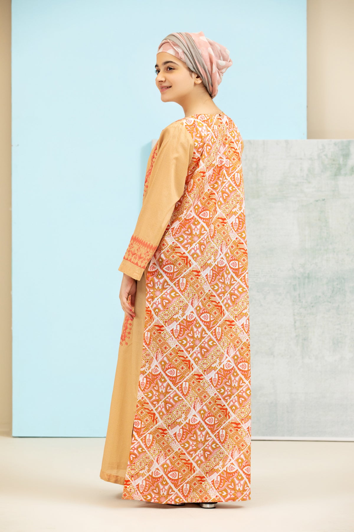 DS21-99 Embroidered Printed Lawn Kids Fustaan