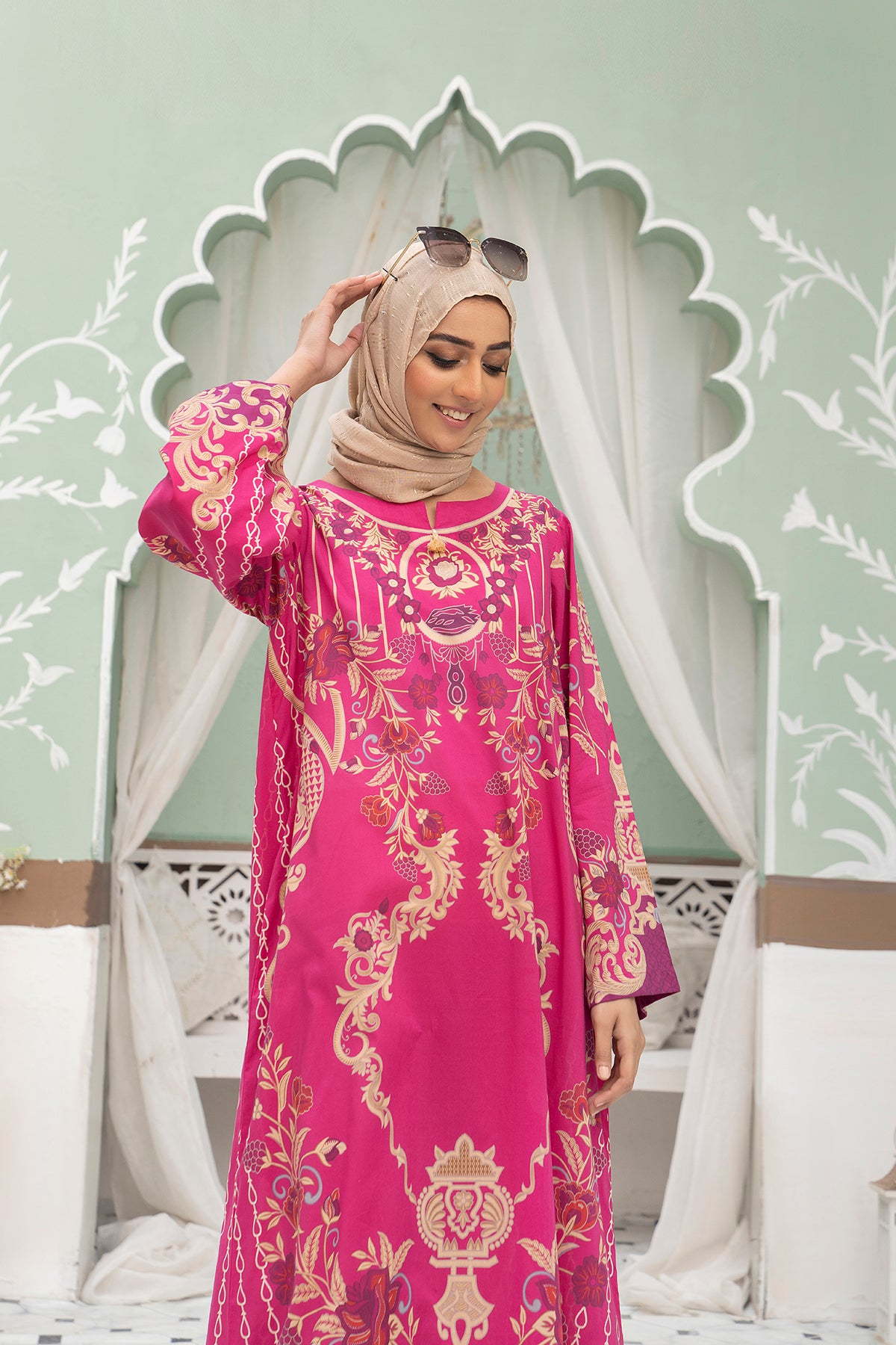 DS22-05-Printed Tassel Detailing Fustaan 1PC