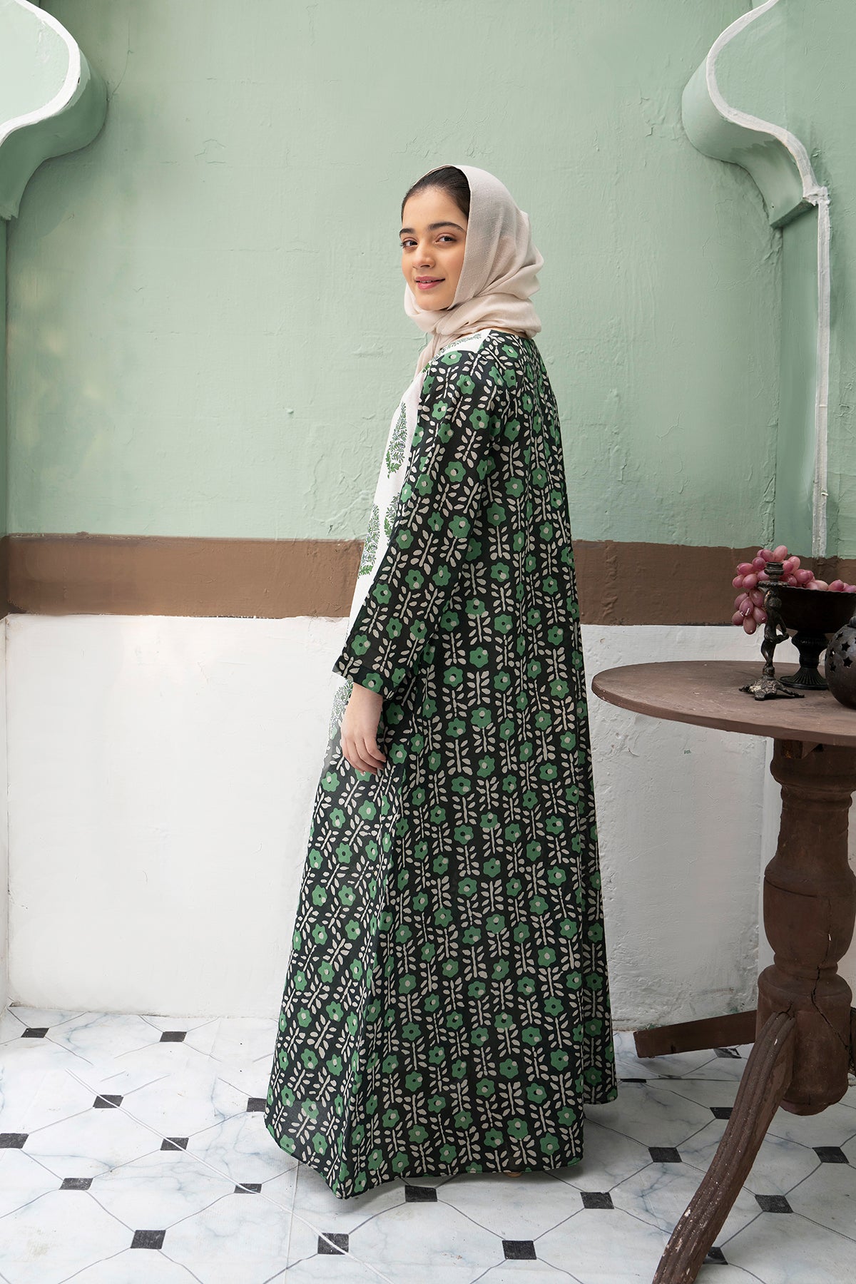 DS22-09-Printed Tassel Detailing Fustaan 1PC