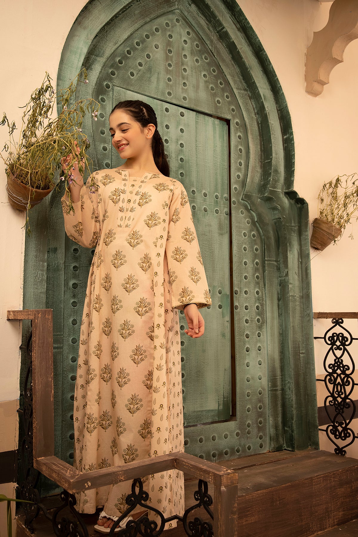 DS22-112-Printed Paneled Fustaan 1PC