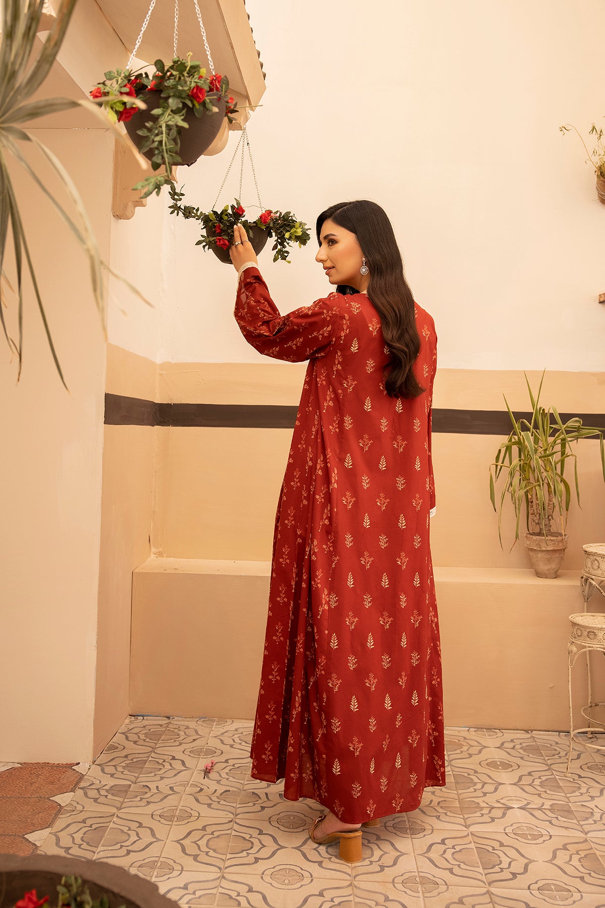 DS22-117-Collar Neck Printed Fustaan 1PC