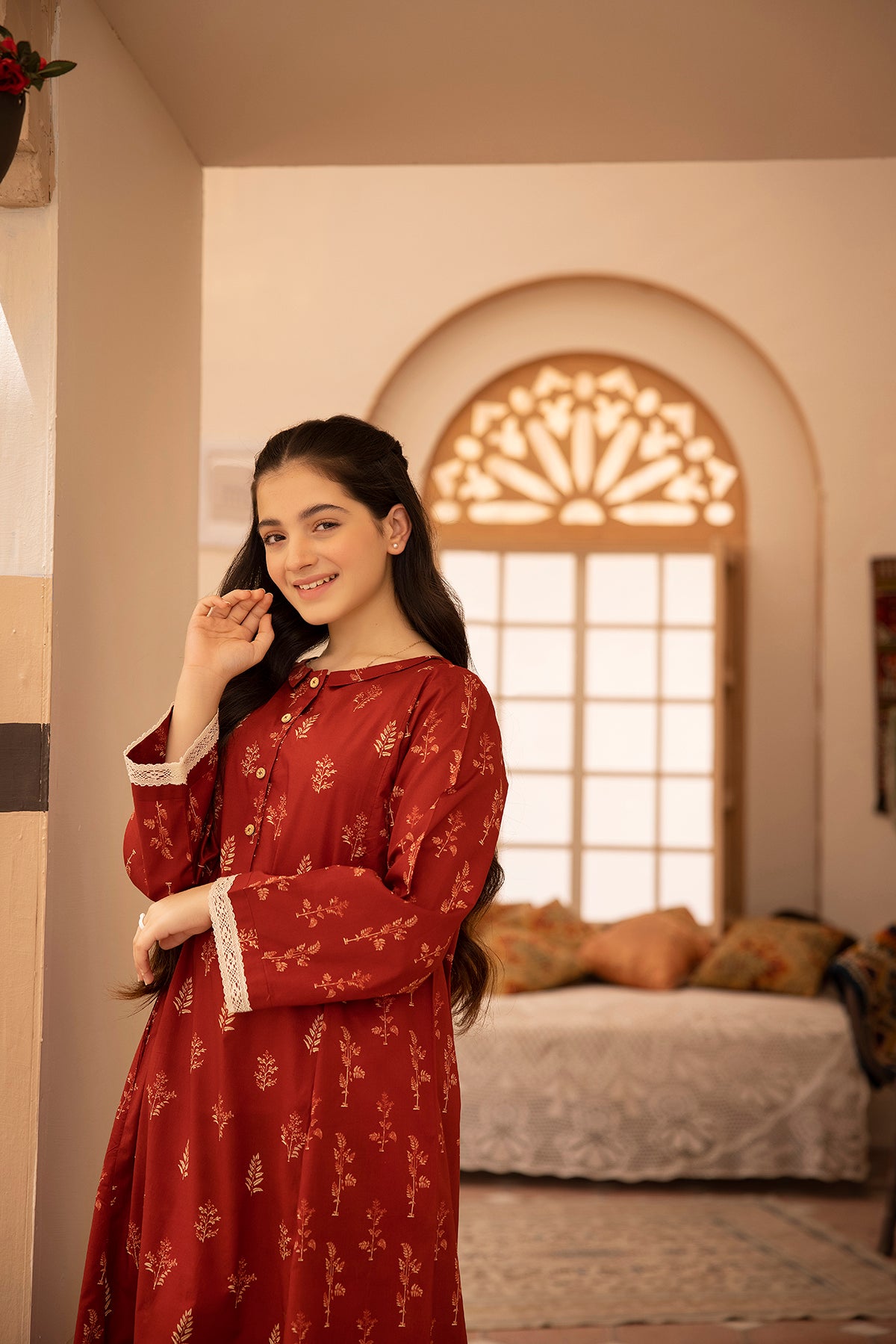 DS22-118-Collar Neck Printed Fustaan 1PC