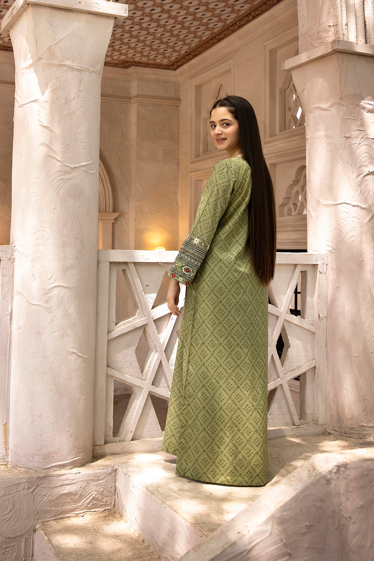 DS22-122-A-Line Printed Embroidered Fustaan 1PC