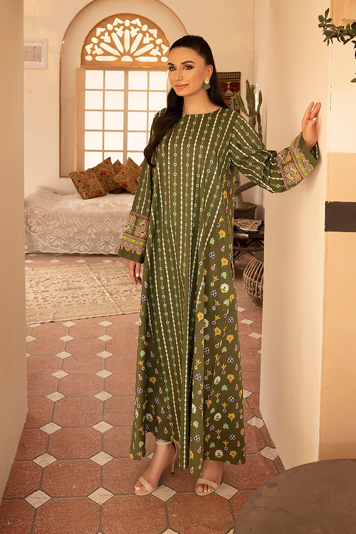 DS22-134-Printed Paneled Fustaan 1PC