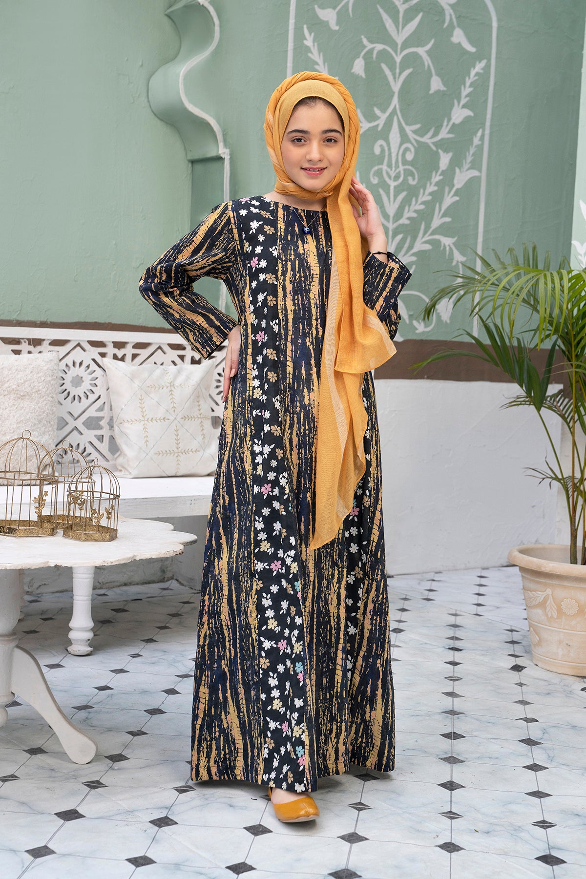 DS22-13-Printed Mix & Match Fustaan 1PC