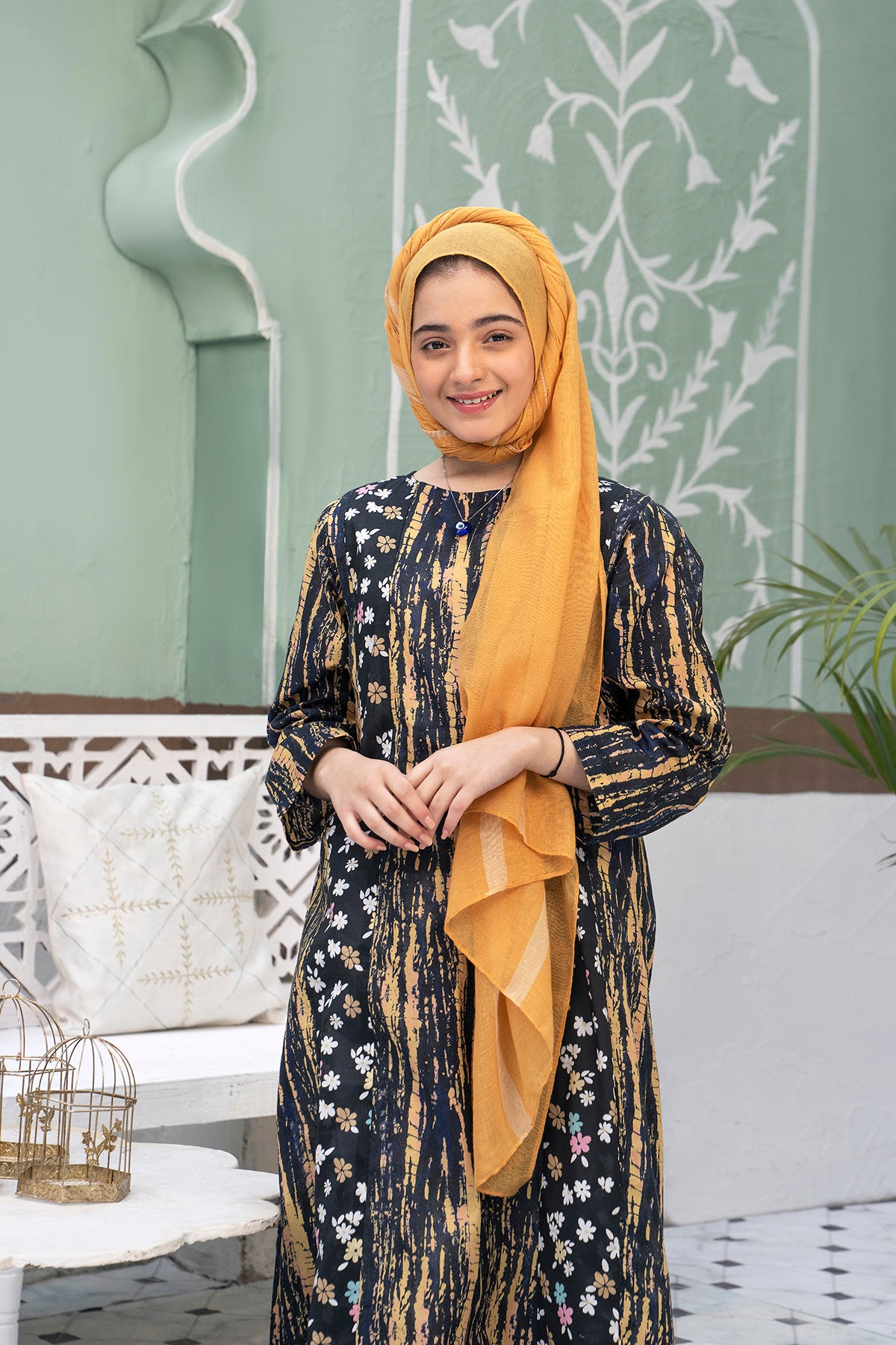 DS22-13-Printed Mix & Match Fustaan 1PC