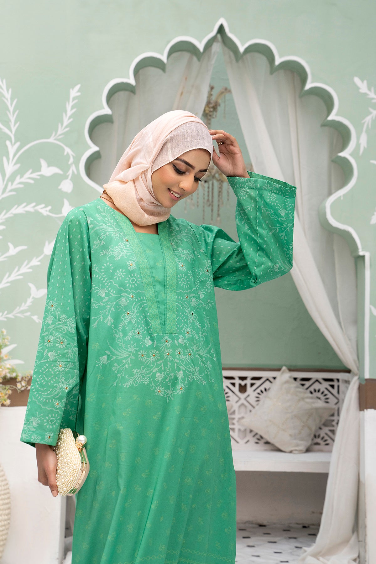 DS22-19-Printed Long Fustaan 1PC