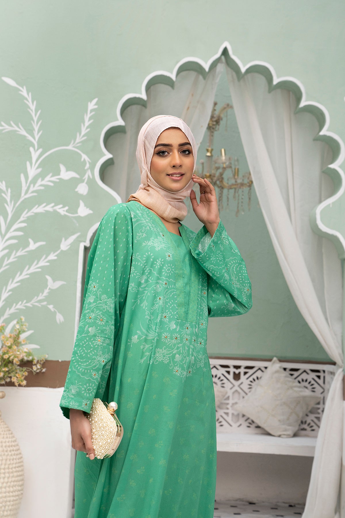 DS22-19-Printed Long Fustaan 1PC