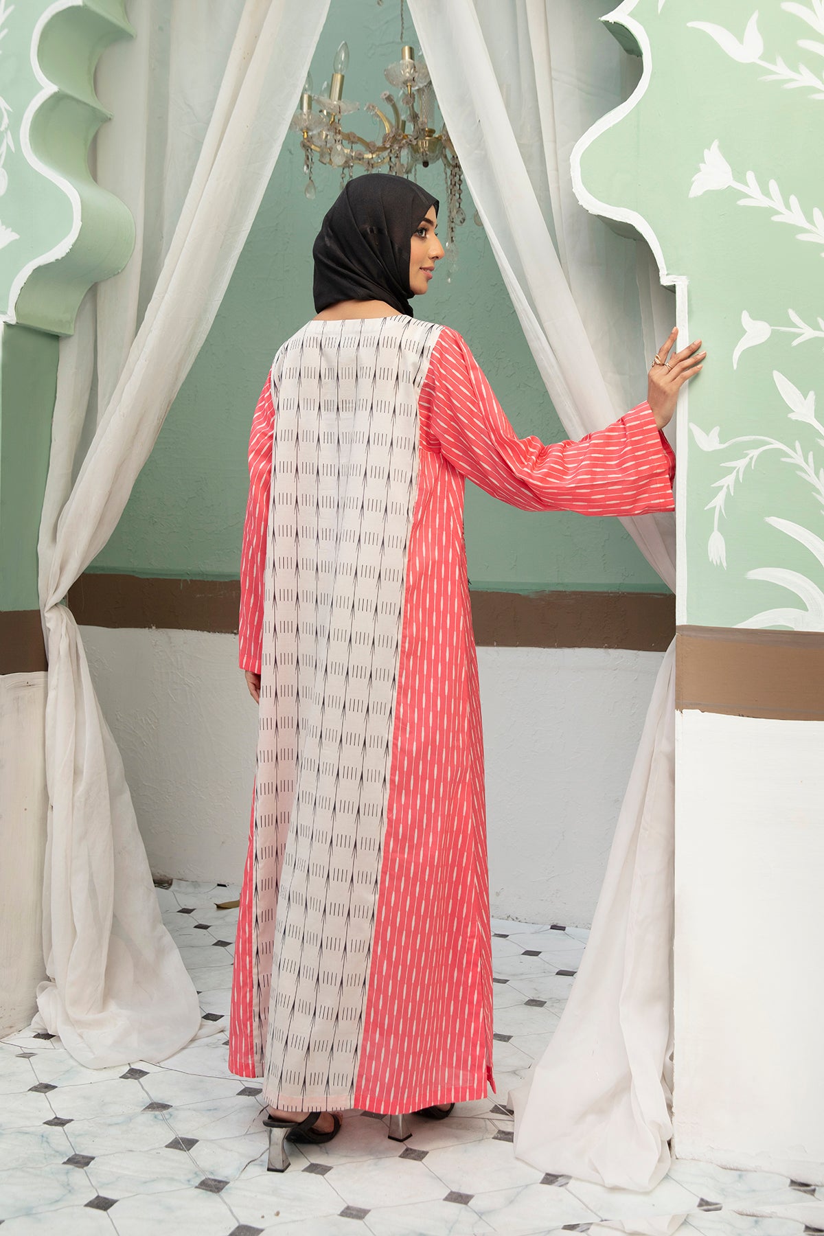 DS22-32-Printed Embroidered Mix & Match Fustaan 1PC