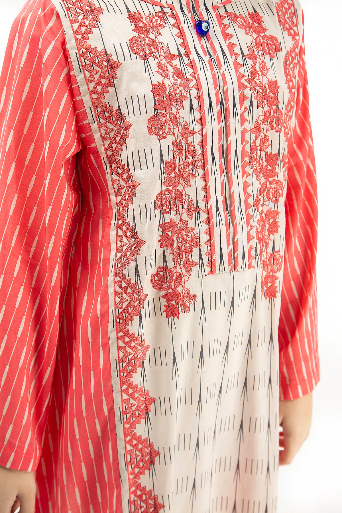 DS22-33-Printed Embroidered Mix and Match Fustaan 1PC