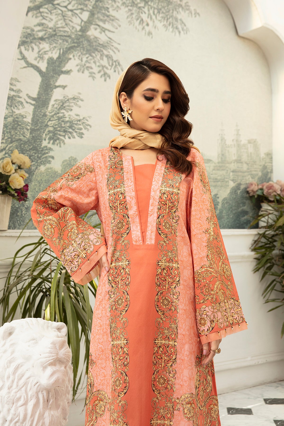 DS22-38-Printed Long Fustaan 1PC