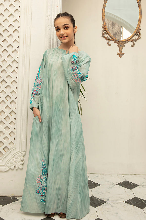 DS22-69-Printed Embroidered Flared Fustaan 1PC