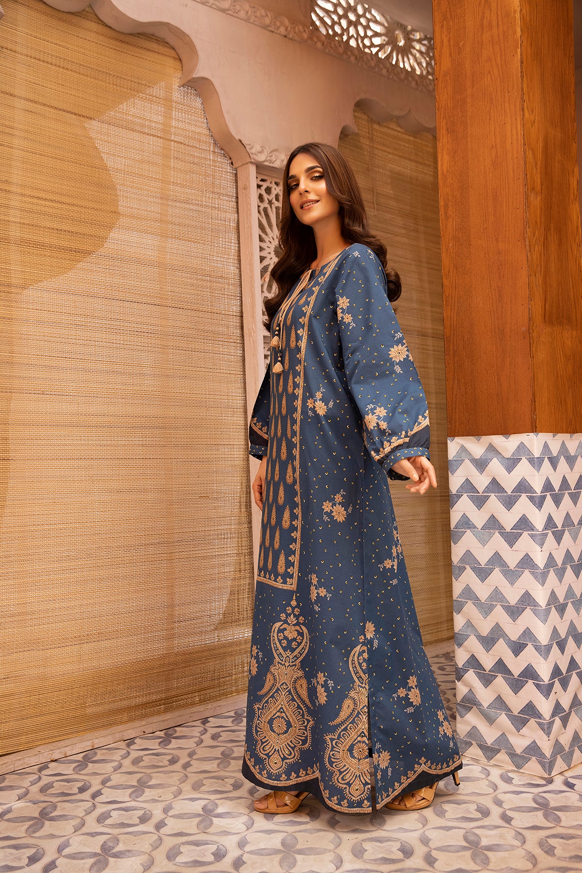 DS22-86- Tassel Detailing Printed Fustaan 1PC