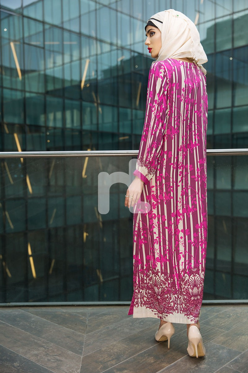 DSW18-21 Pink Digital Printed Stitched Lawn Jalabiya - 1PC - Nishat Linen UAE