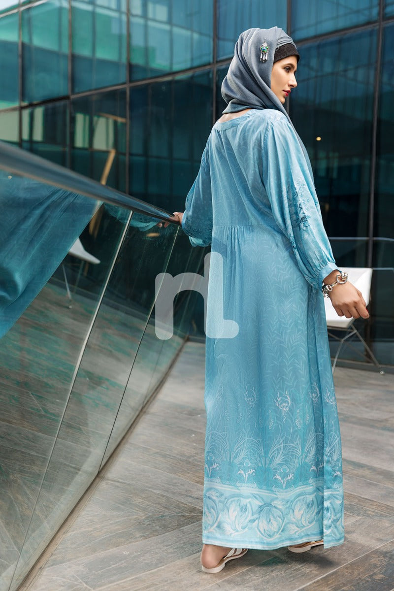 DSW19-61 Blue Digital Printed Stitched Lawn Jalabiya – 1PC - Nishat Linen UAE