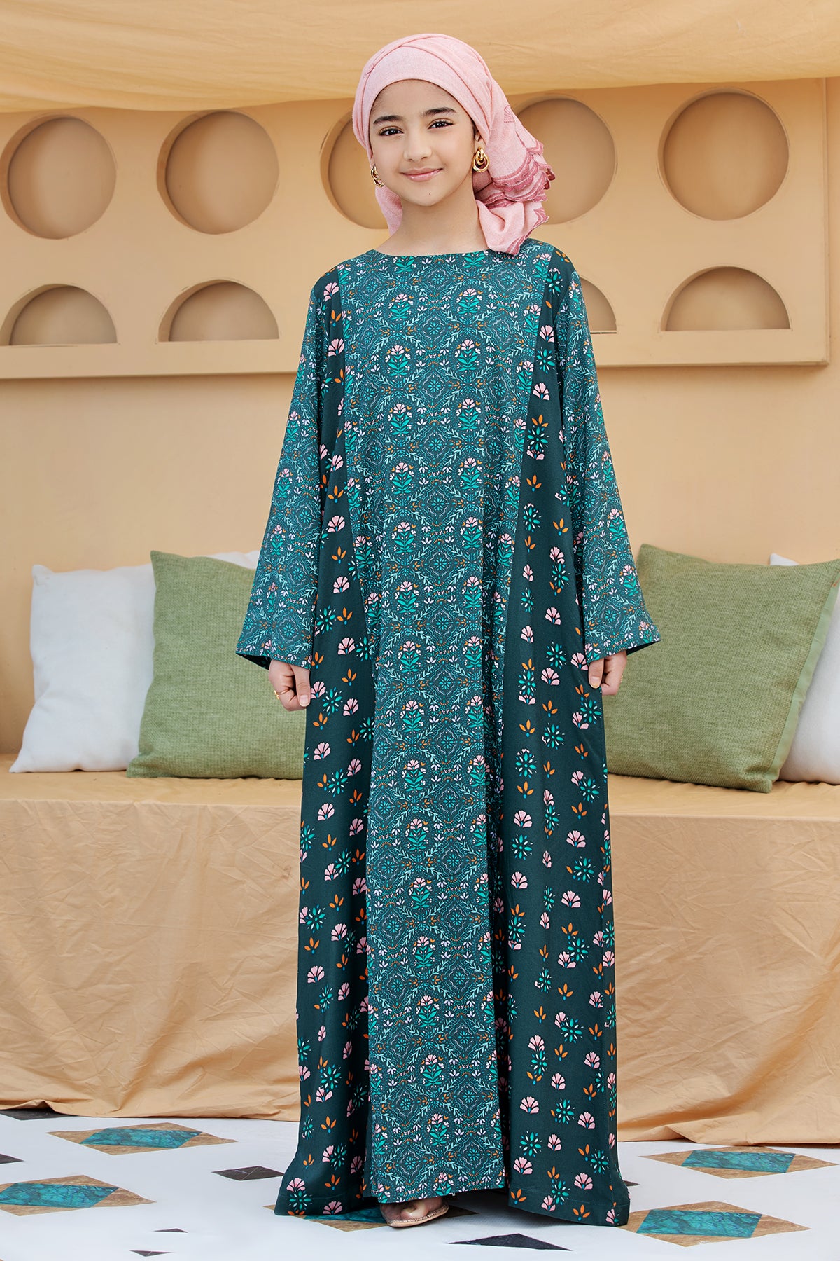 DSW20-04 Printed Stitched Fustaan for Kids  1PC