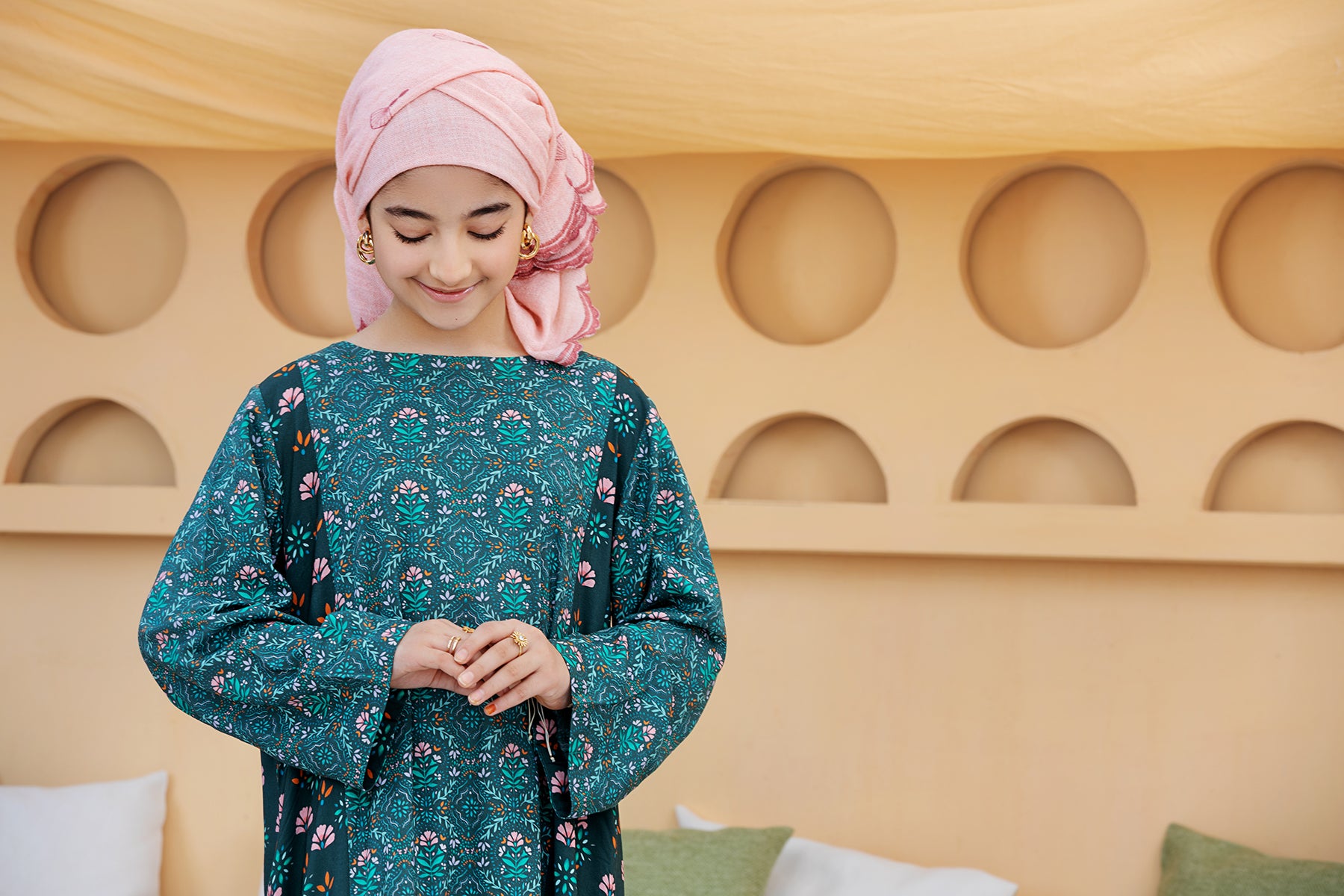 DSW20-04 Printed Stitched Fustaan for Kids  1PC