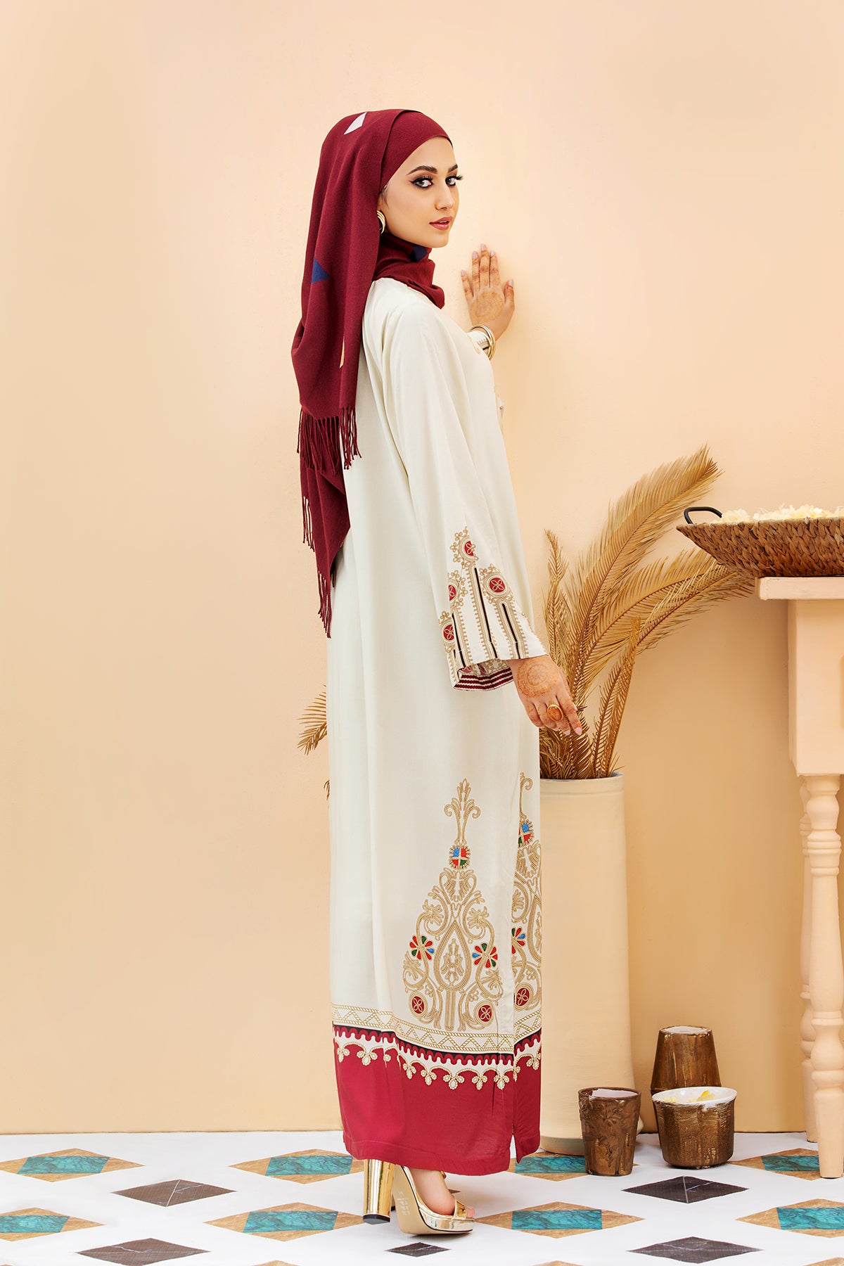 DSW20-13 Printed Stitched Fustaan  1PC