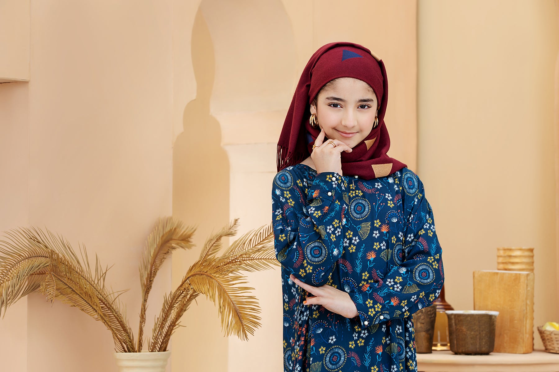 DSW20-15 Printed Stitched Fustaan for Kids  1PC