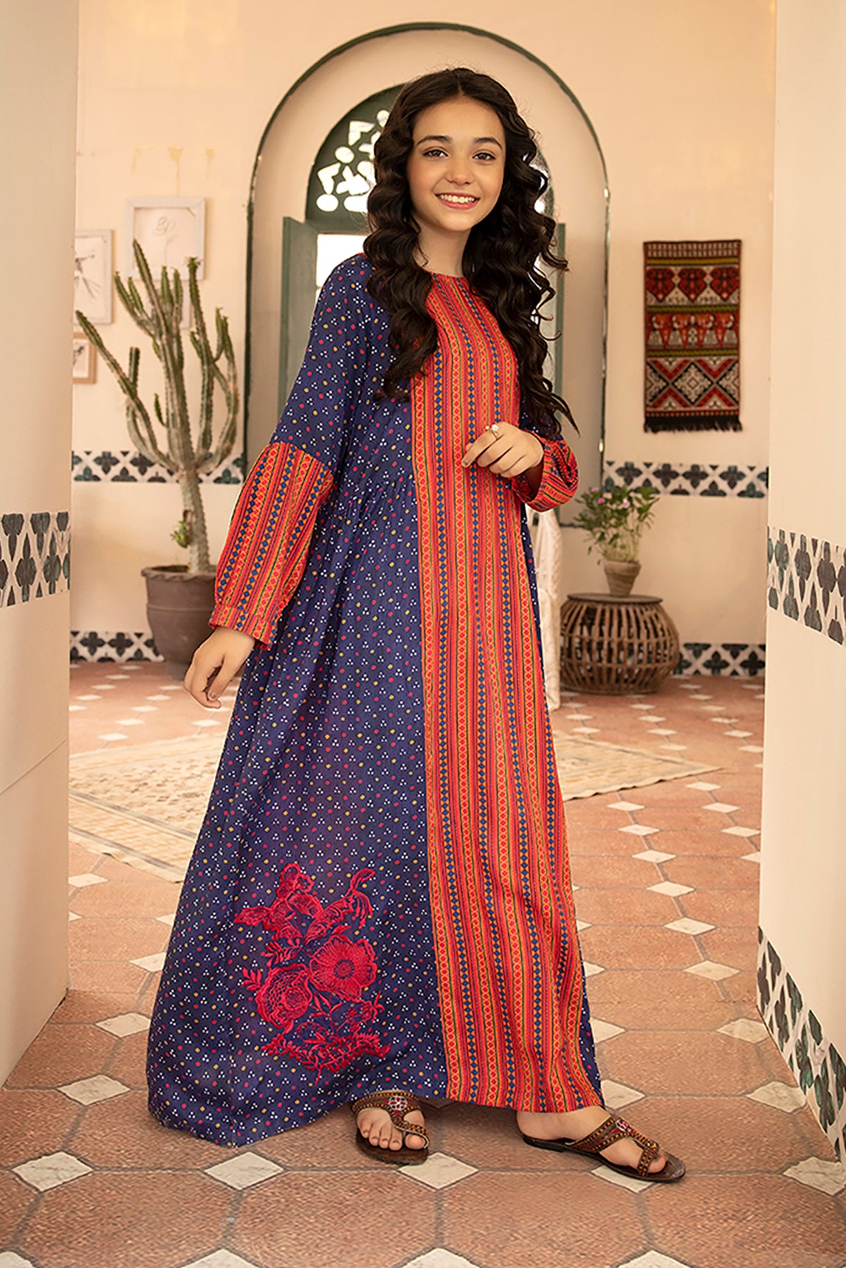 DSW21-62-Mix & Match Printed Embroidered Fustaan 1PC