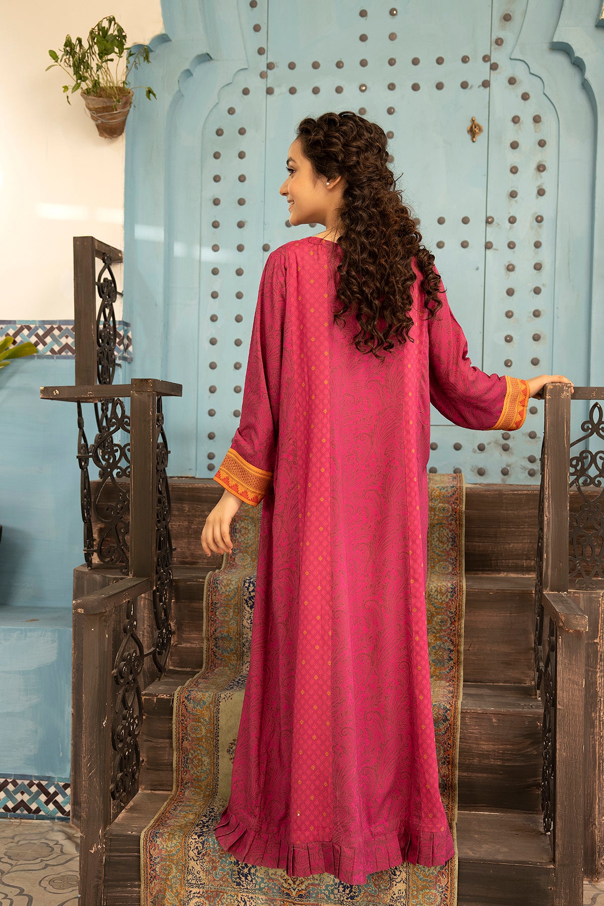 DSW21-70-Frill Detailing Printed Fustaan 1PC