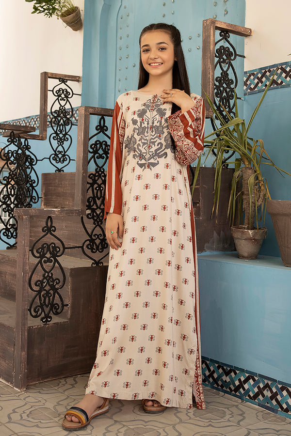 DSW21-72-Printed Embroidered Fustaan 1PC