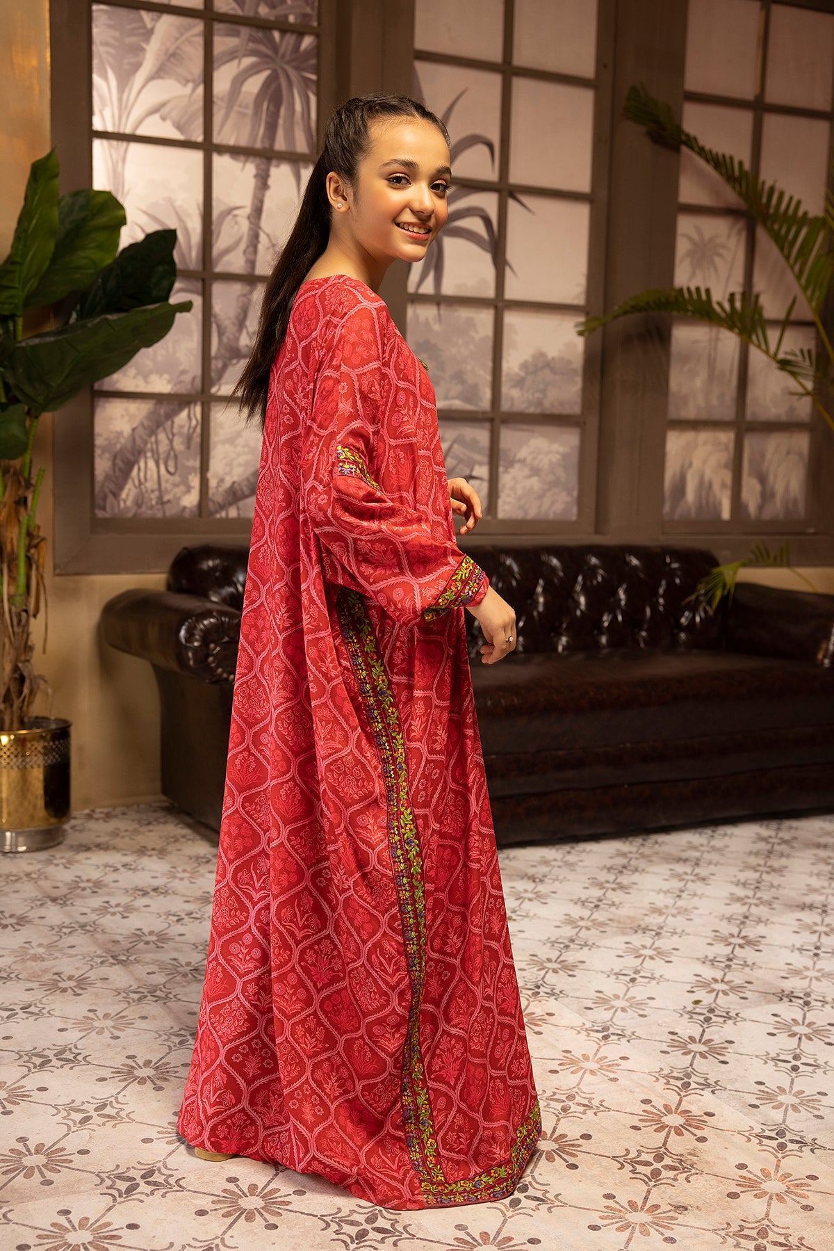 DSW22-03-Loose Cut Printed Embroidered Fustaan 1PC