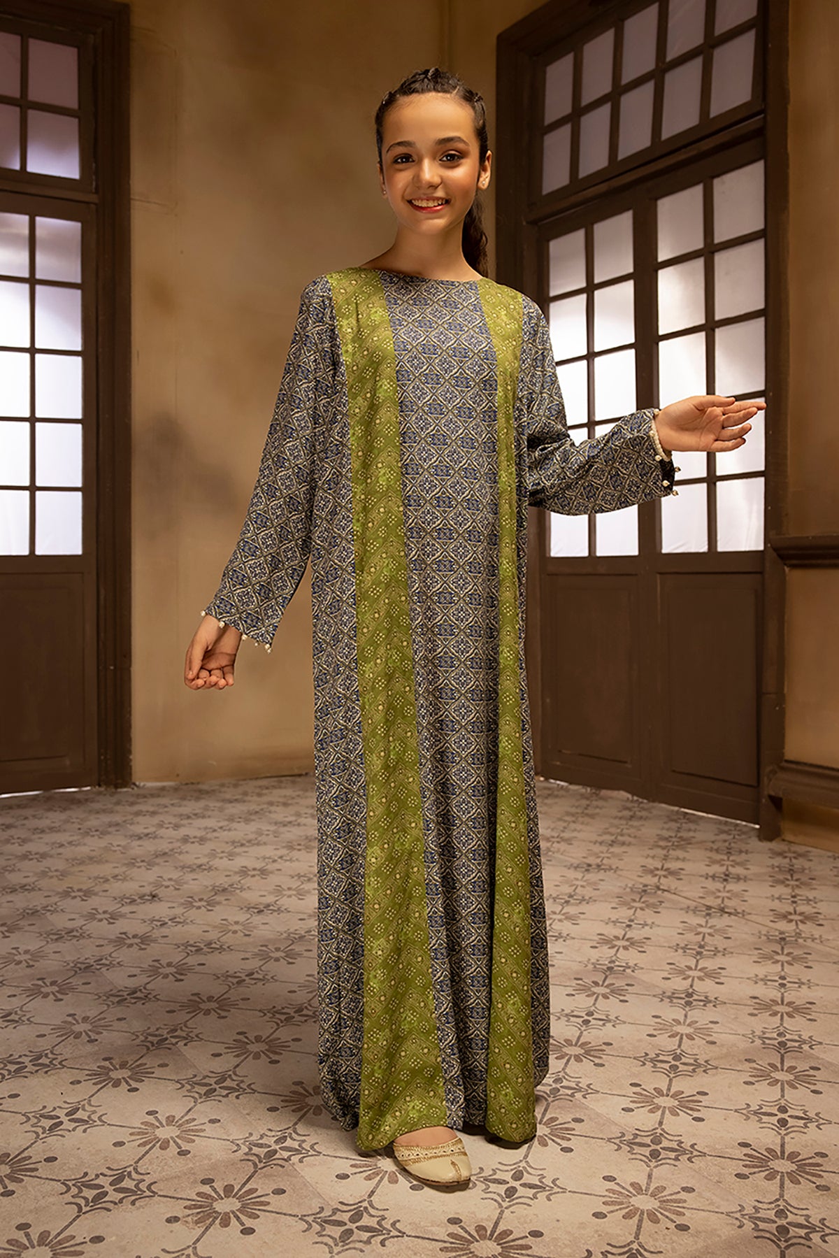 DSW22-05-Printed Paneled Fustaan 1PC