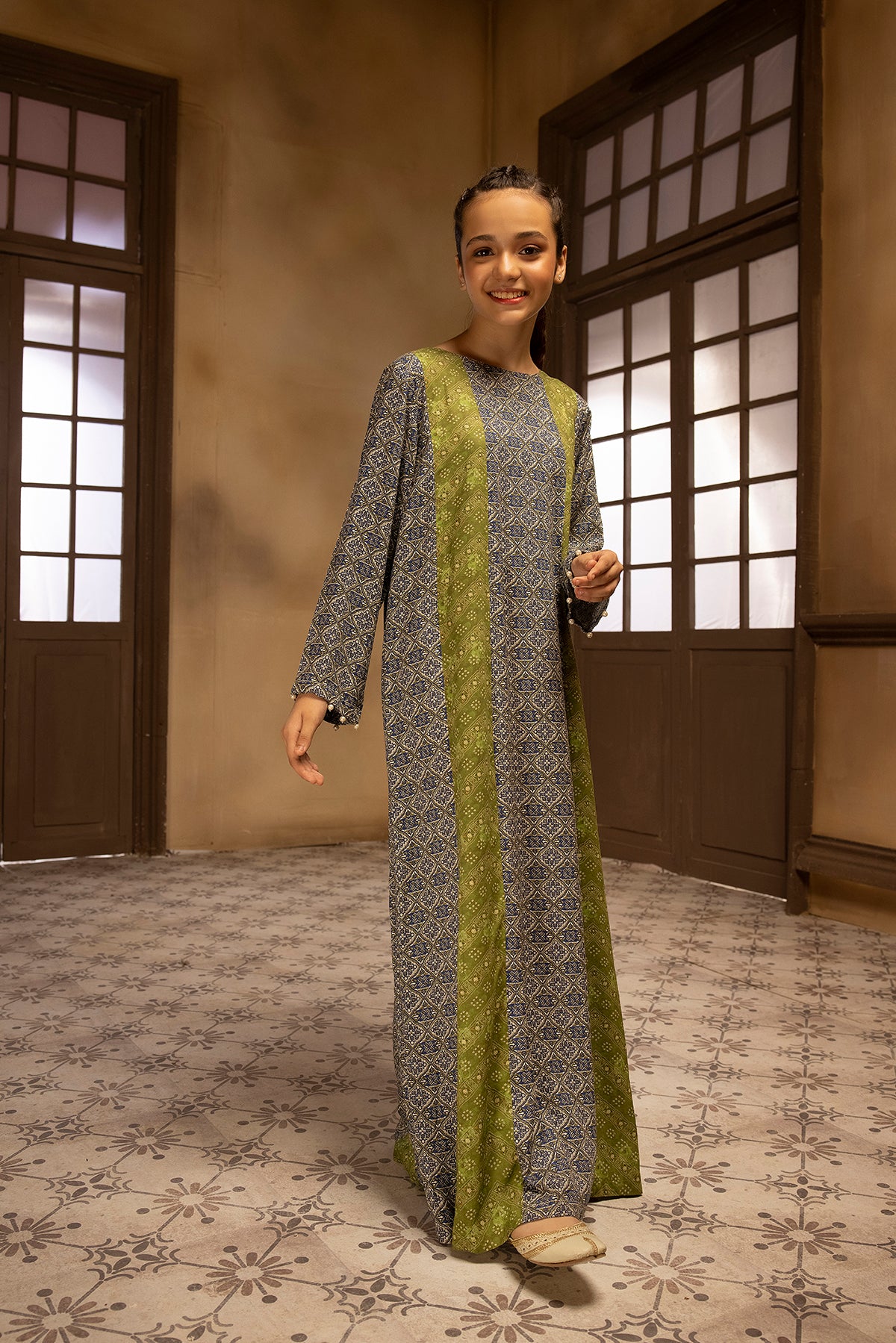 DSW22-05-Printed Paneled Fustaan 1PC