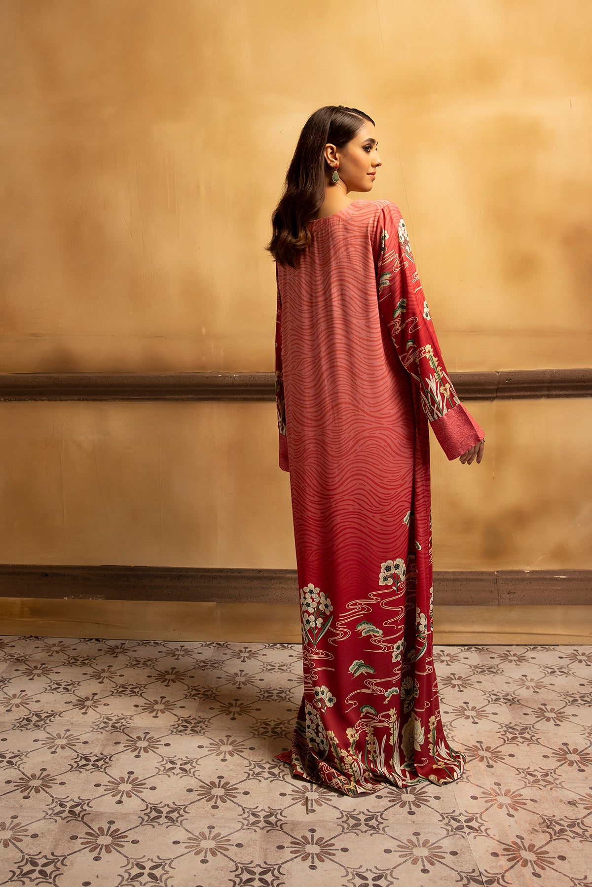 DSW22-10-Placket Detailing Printed Fustaan 1PC