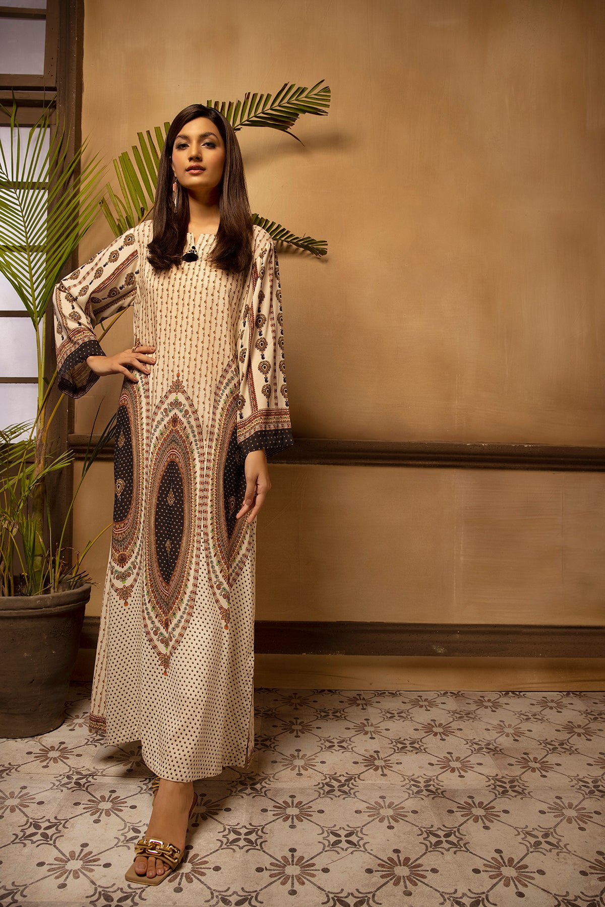 DSW22-11-Printed Straight Fustaan 1PC