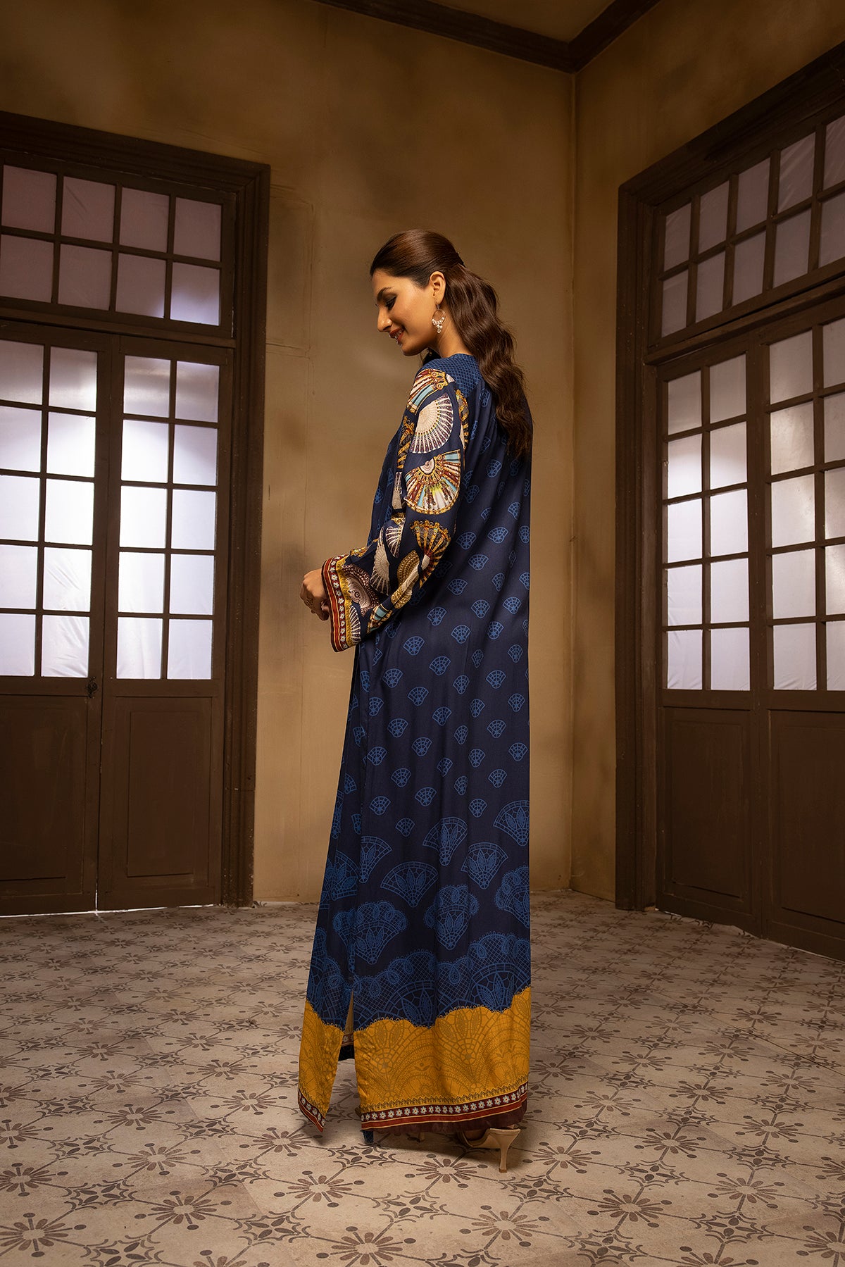 DSW22-12-Printed Embroidered Fustaan 1PC