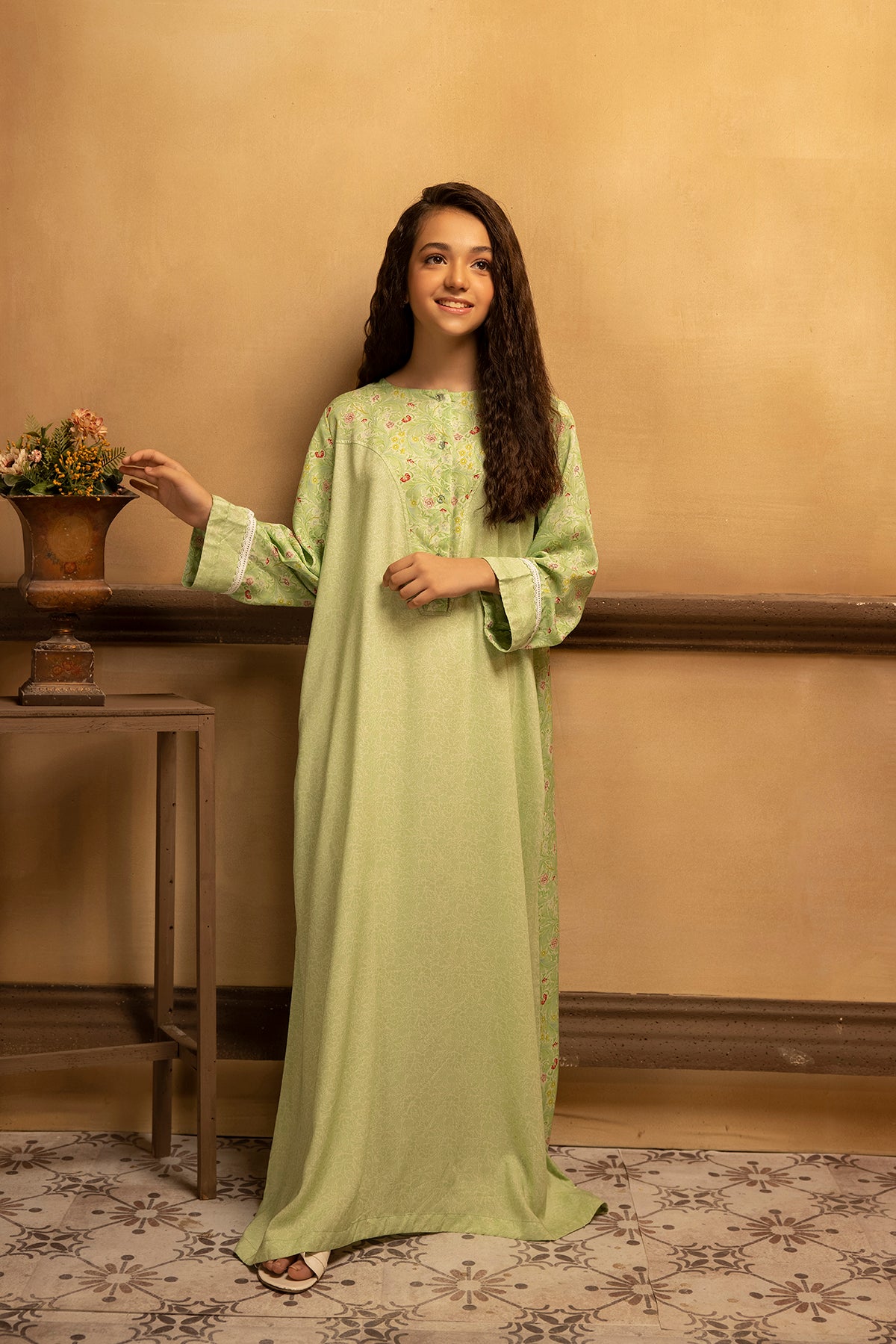 DSW22-24-Yoke Detailing Printed Fustaan 1PC