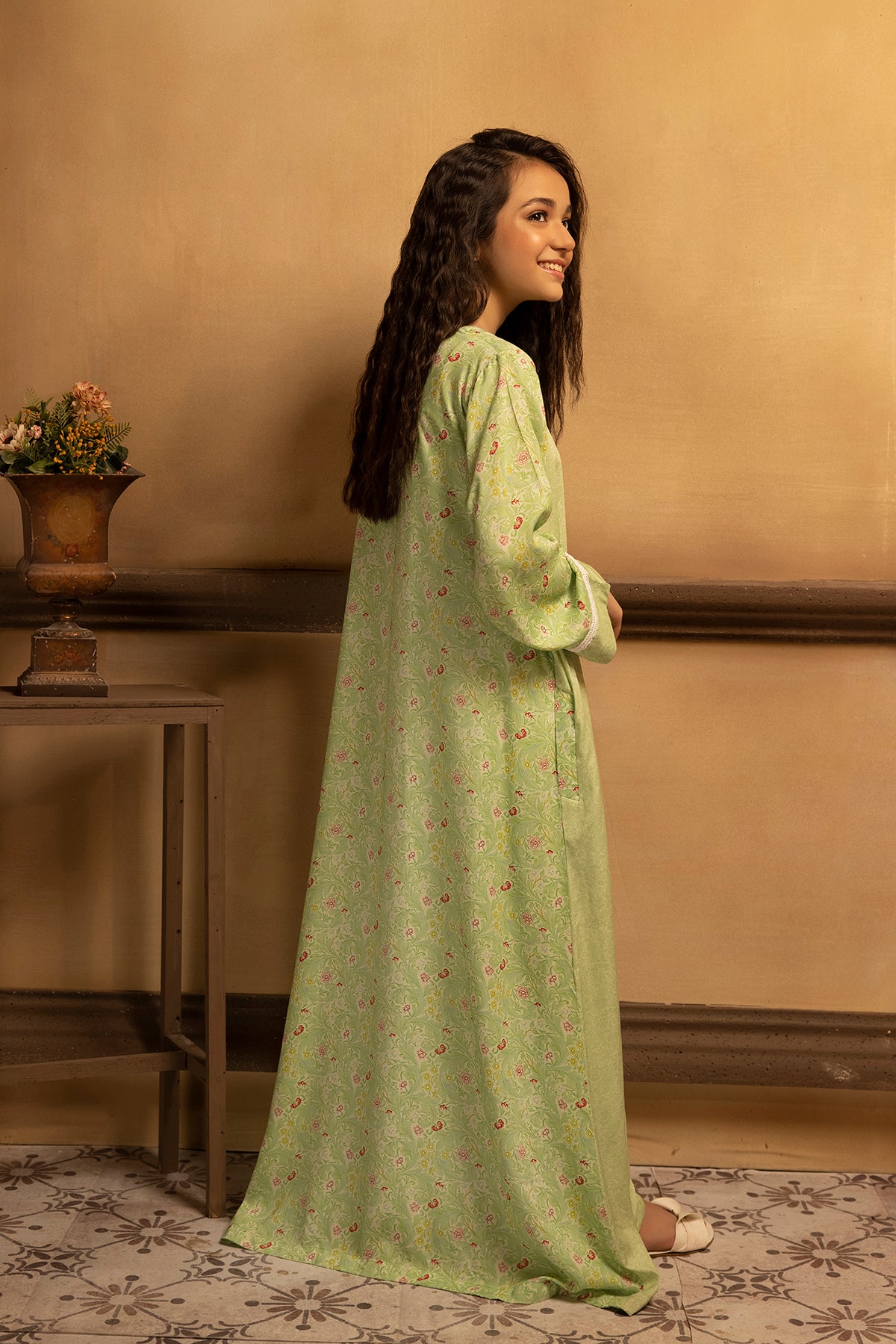 DSW22-24-Yoke Detailing Printed Fustaan 1PC