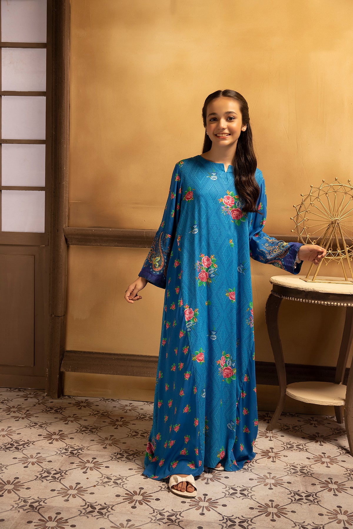 DSW22-32-Pocket Detailing Printed Fustaan 1PC